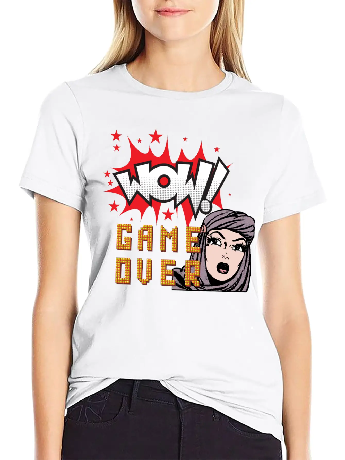 WOW! GAME OVER RETRO Unisex Casual T-Shirt – Clean Design For Daily Comfort