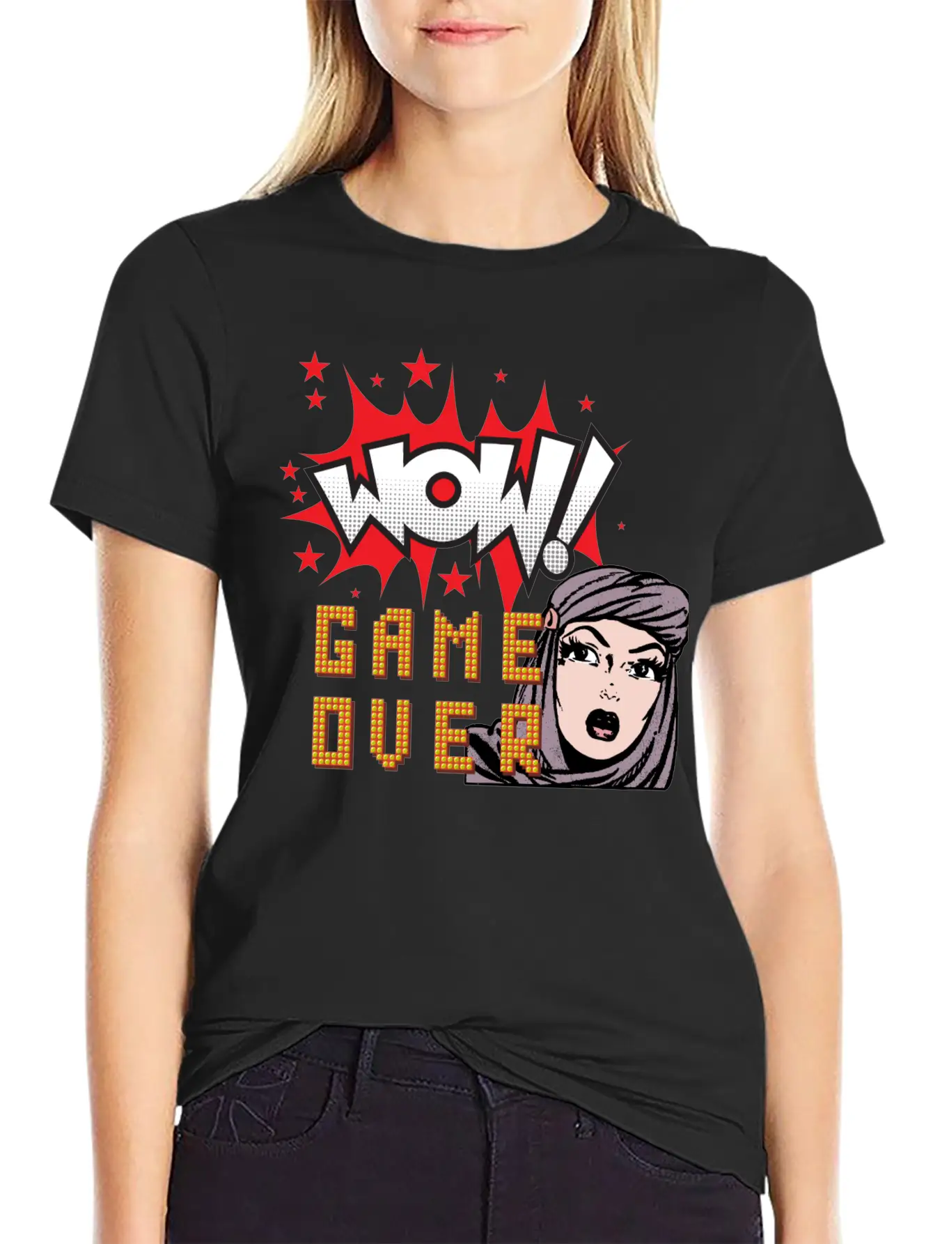 WOW! GAME OVER RETRO Unisex Casual T-Shirt – Clean Design For Daily Comfort