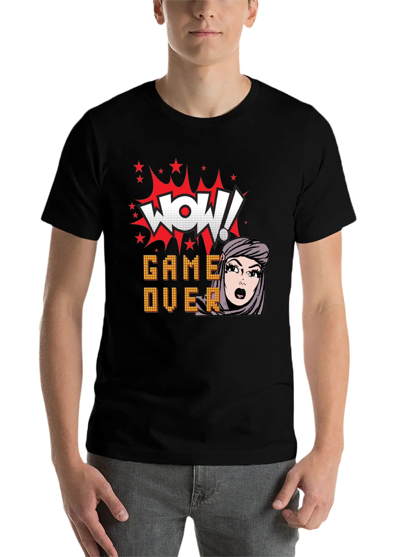 WOW! GAME OVER RETRO Unisex Casual T-Shirt – Clean Design For Daily Comfort