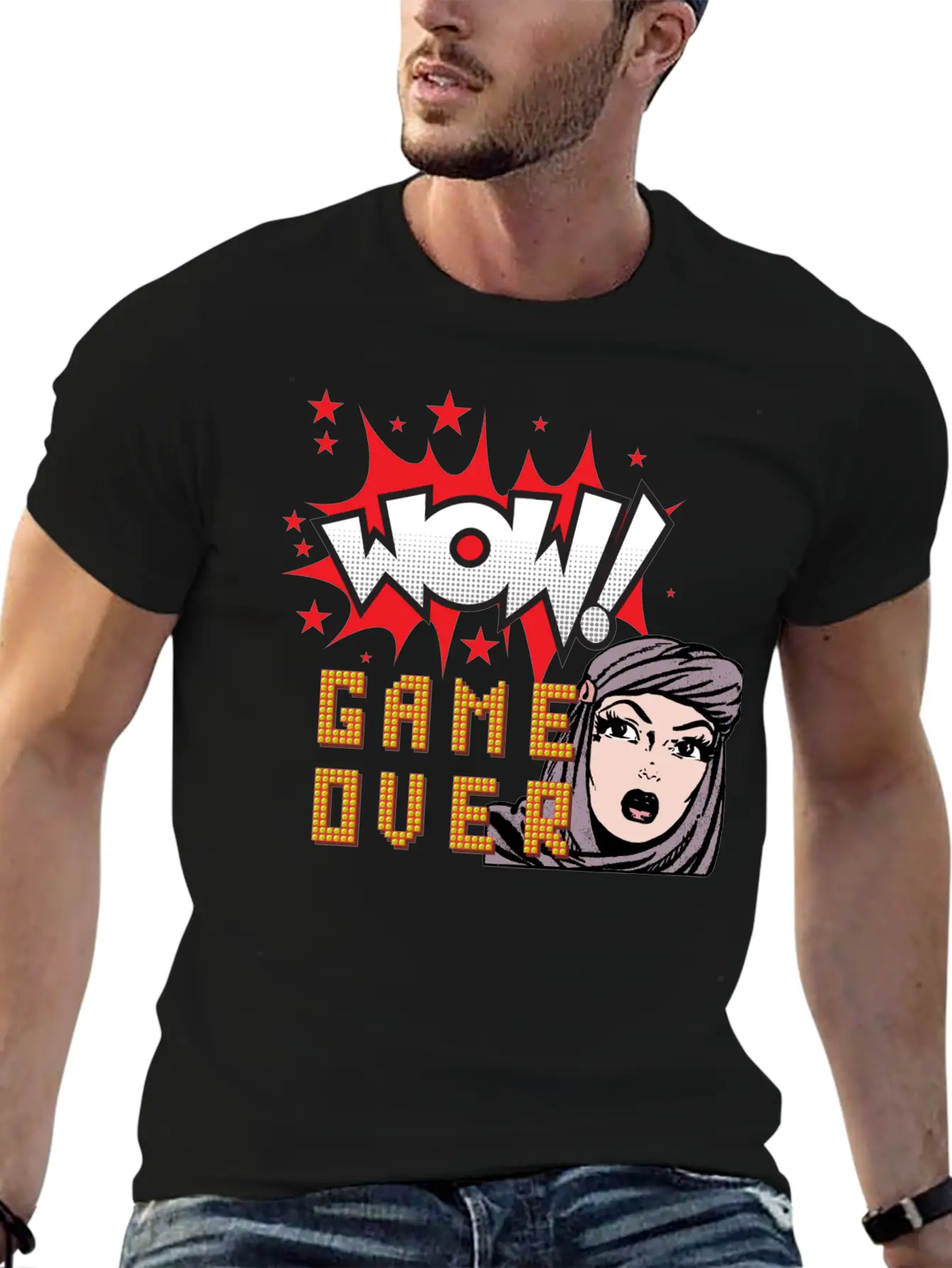 WOW! GAME OVER RETRO Unisex Casual T-Shirt – Clean Design For Daily Comfort