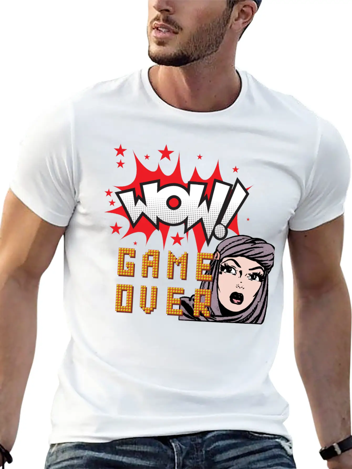 WOW! GAME OVER RETRO Unisex Casual T-Shirt – Clean Design For Daily Comfort
