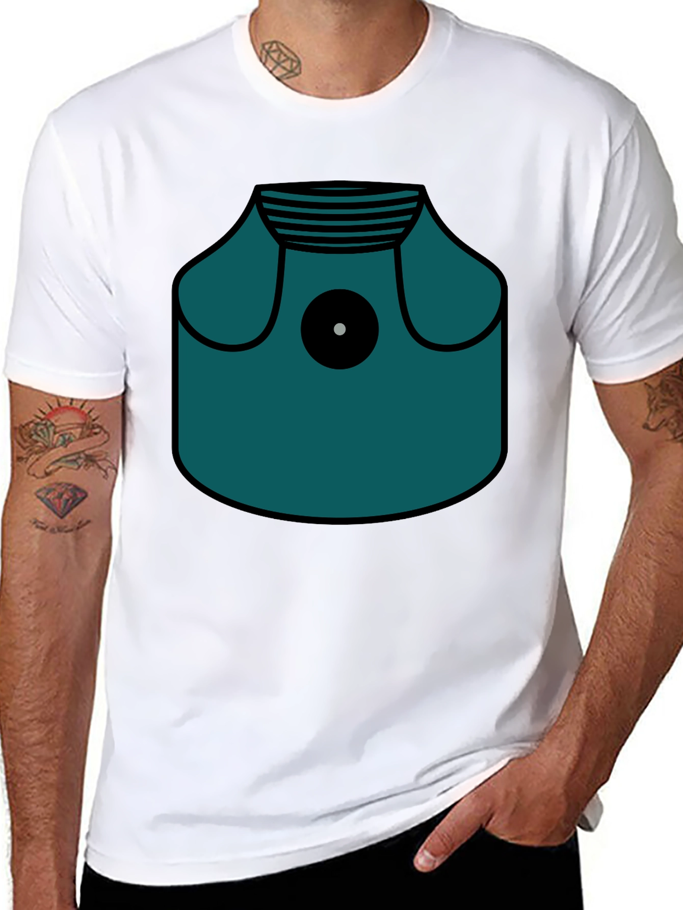 Modern Graphic T-Shirt - Teal Spray Paint Can Design