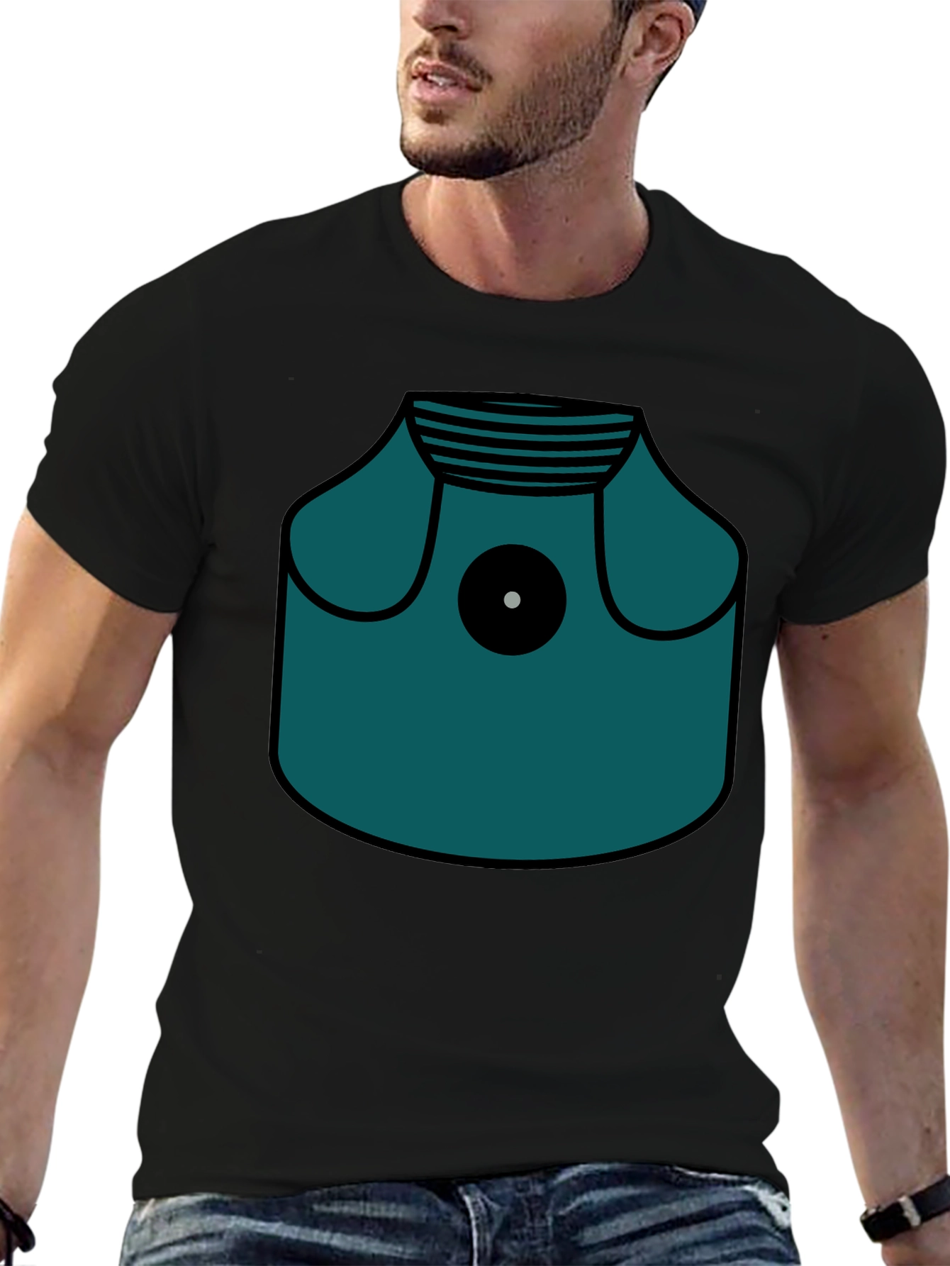 Modern Graphic T-Shirt - Teal Spray Paint Can Design
