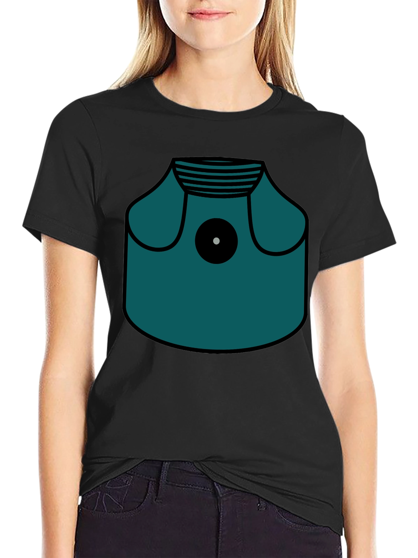 Modern Graphic T-Shirt - Teal Spray Paint Can Design