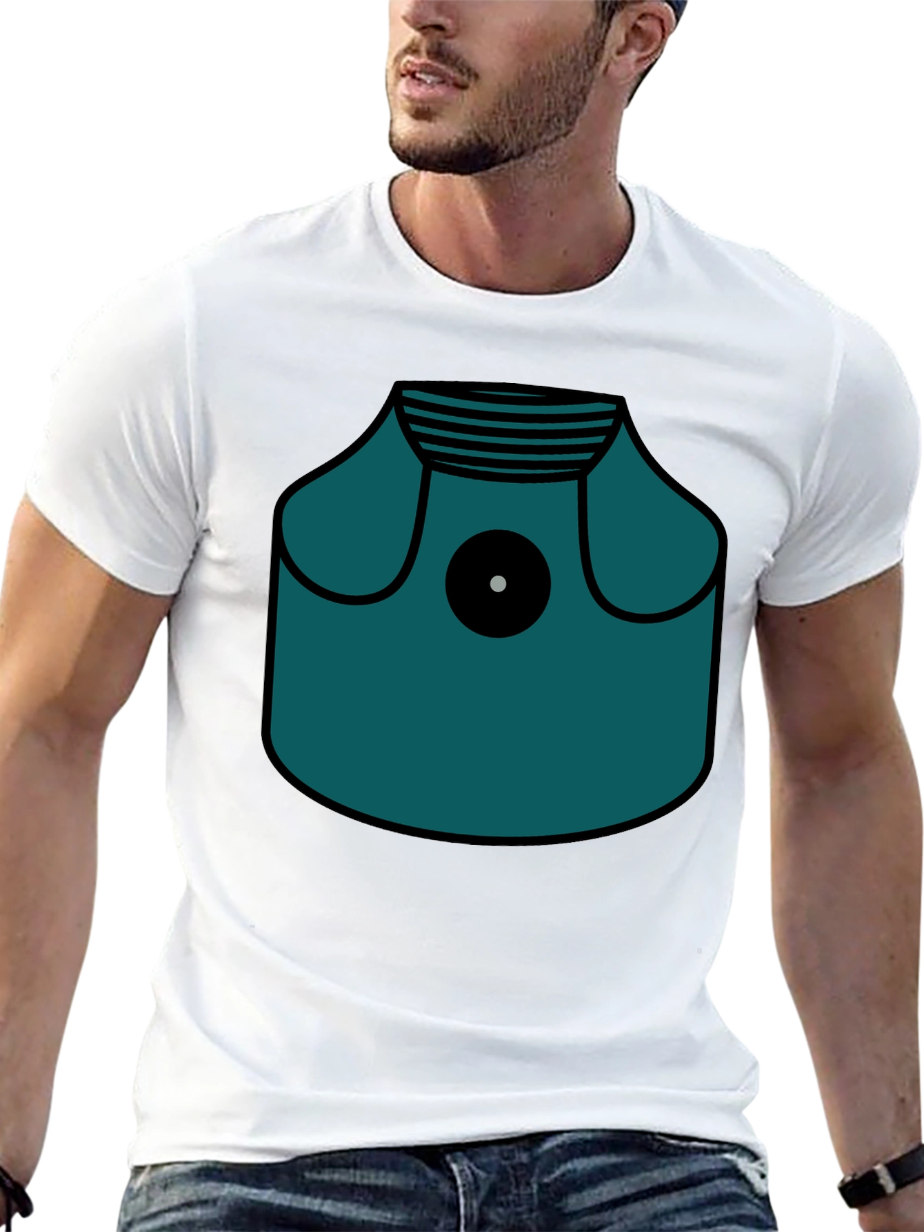 Modern Graphic T-Shirt - Teal Spray Paint Can Design