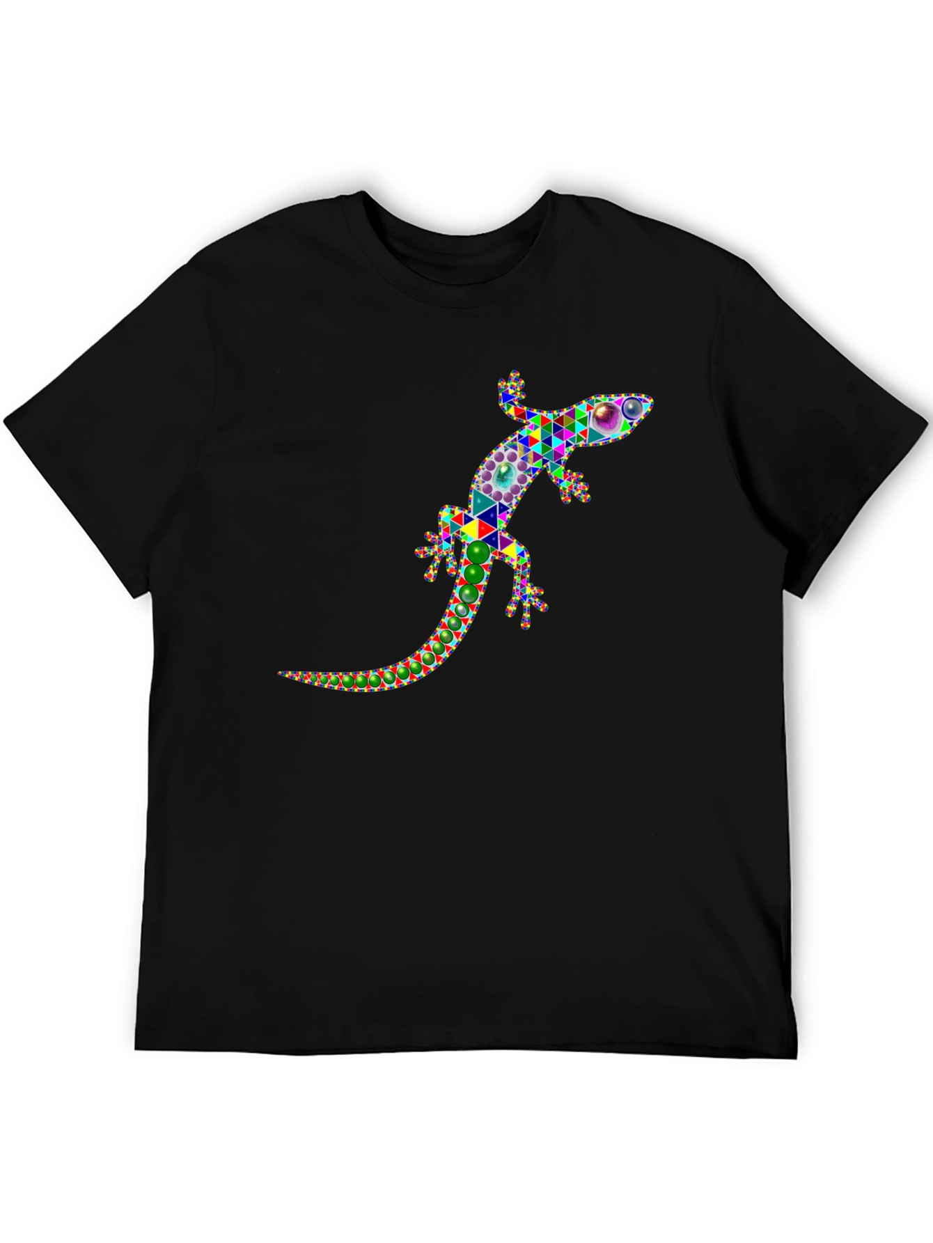 Geometric Lizard Graphic Tee - Stylish Black Shirt
