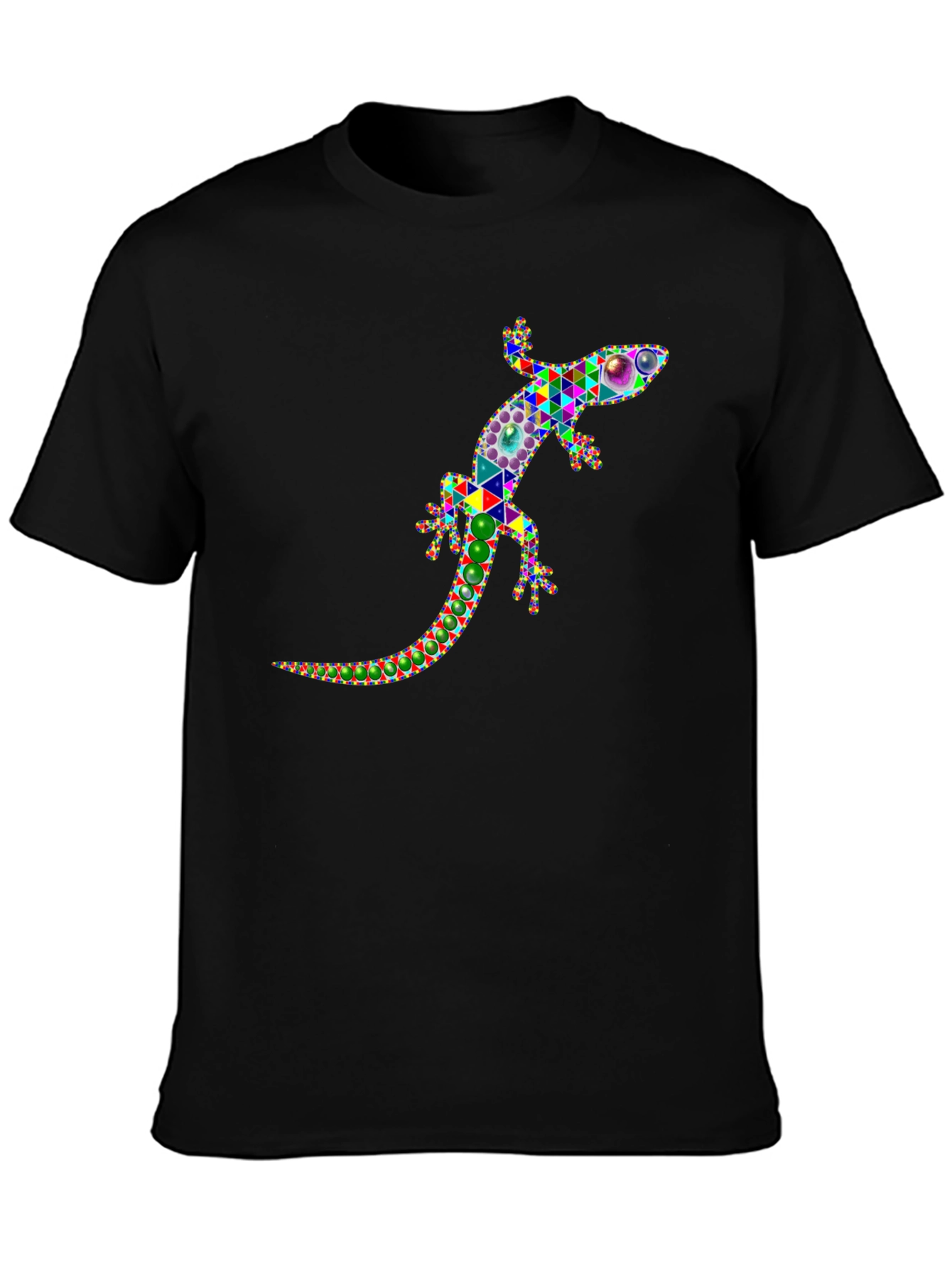 Geometric Lizard Graphic Tee - Stylish Black Shirt
