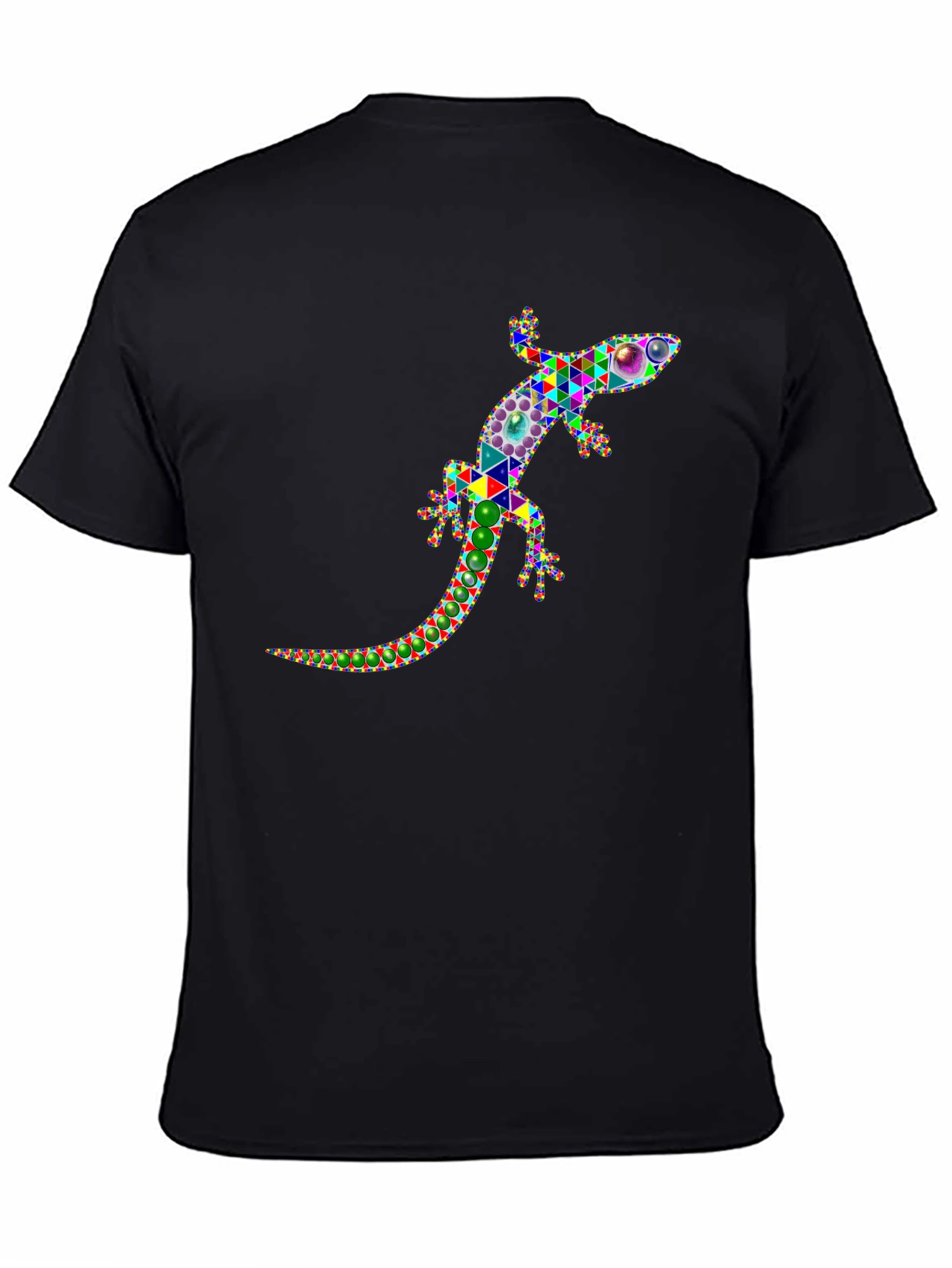 Geometric Lizard Graphic Tee - Stylish Black Shirt