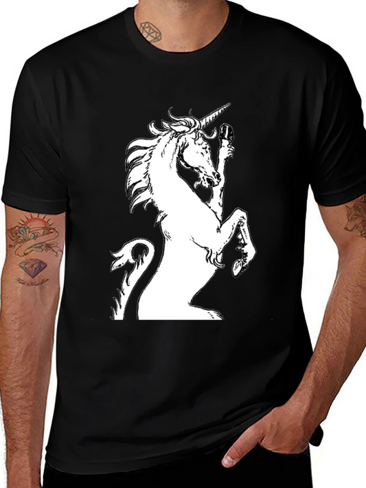 Unicorn Graphic Tee - Black Cotton Shirt