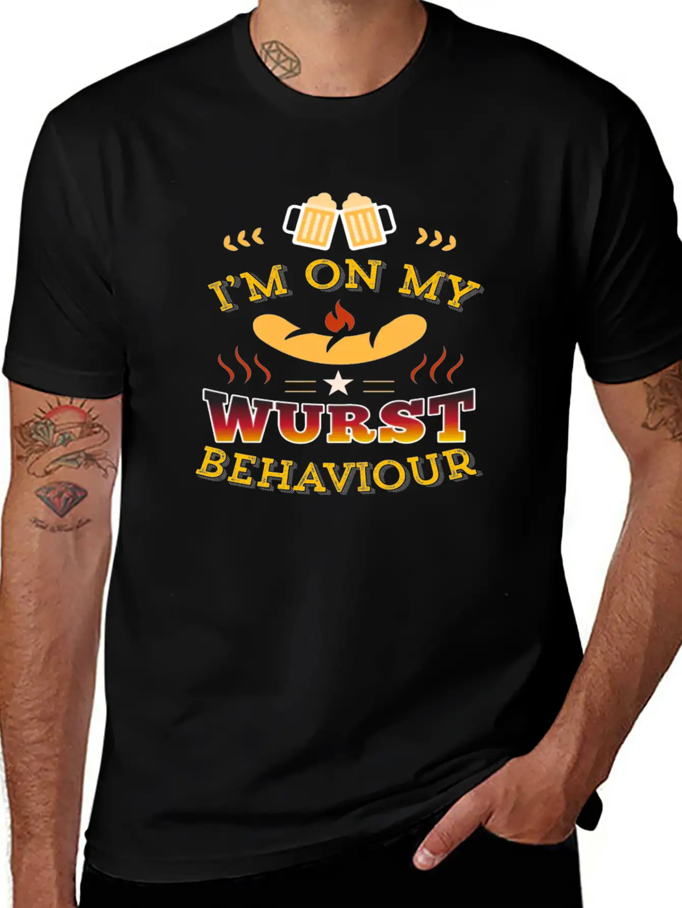 Wurst Behavior Oktoberfest T Shirt Funny German Unisex Short Sleeve Soft Cotton T-Shirt – Casual Everyday Wear