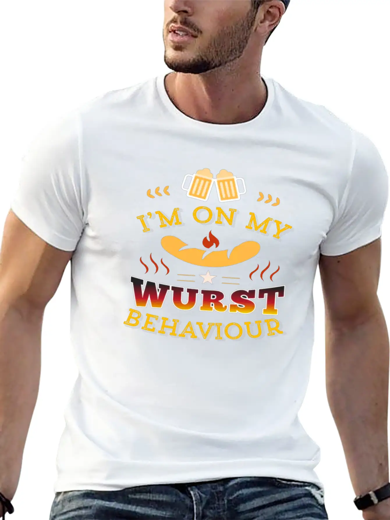 Wurst Behavior Oktoberfest T Shirt Funny German Unisex Short Sleeve Soft Cotton T-Shirt – Casual Everyday Wear