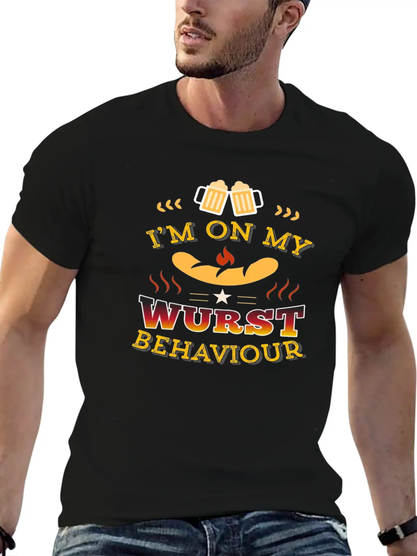 Wurst Behavior Oktoberfest T Shirt Funny German Unisex Short Sleeve Soft Cotton T-Shirt – Casual Everyday Wear