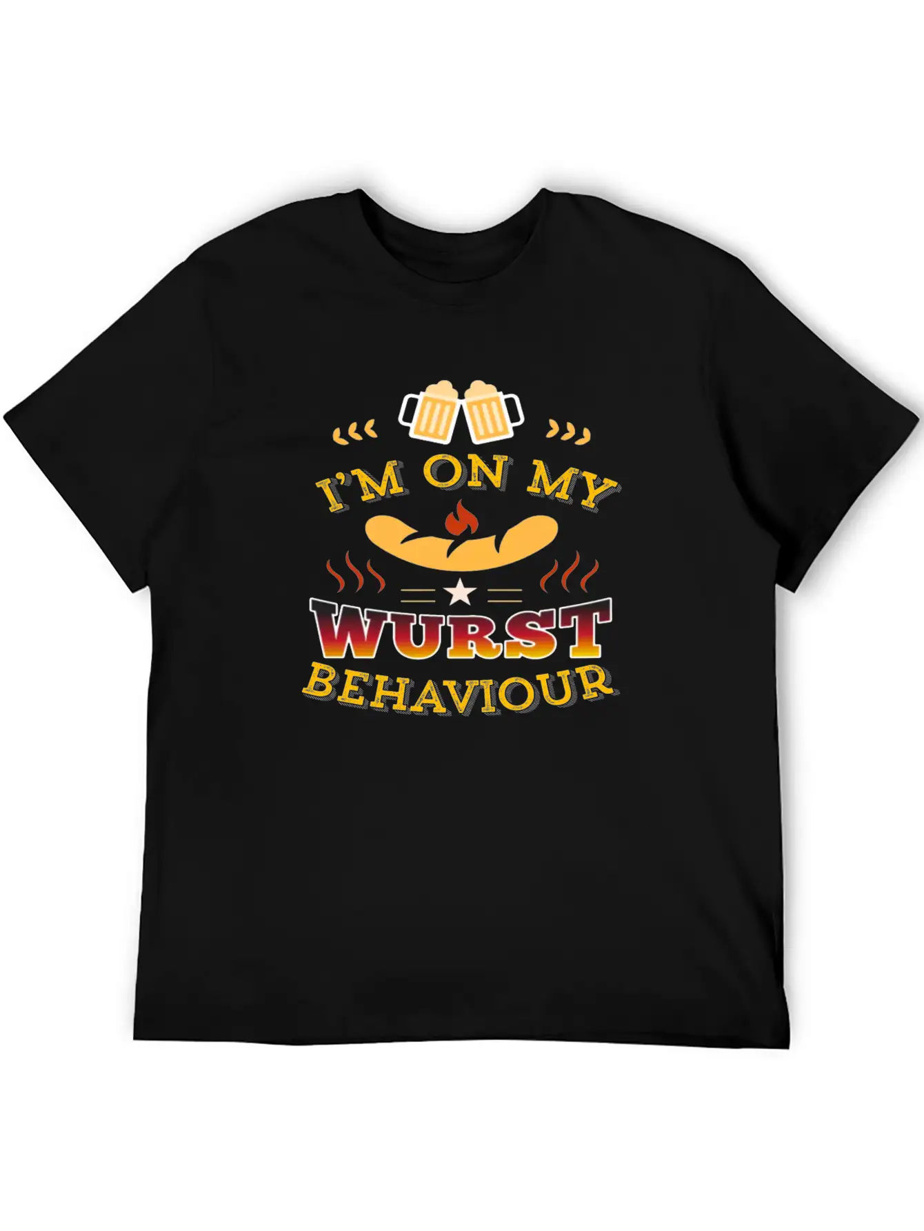 Wurst Behavior Oktoberfest T Shirt Funny German Unisex Short Sleeve Soft Cotton T-Shirt – Casual Everyday Wear