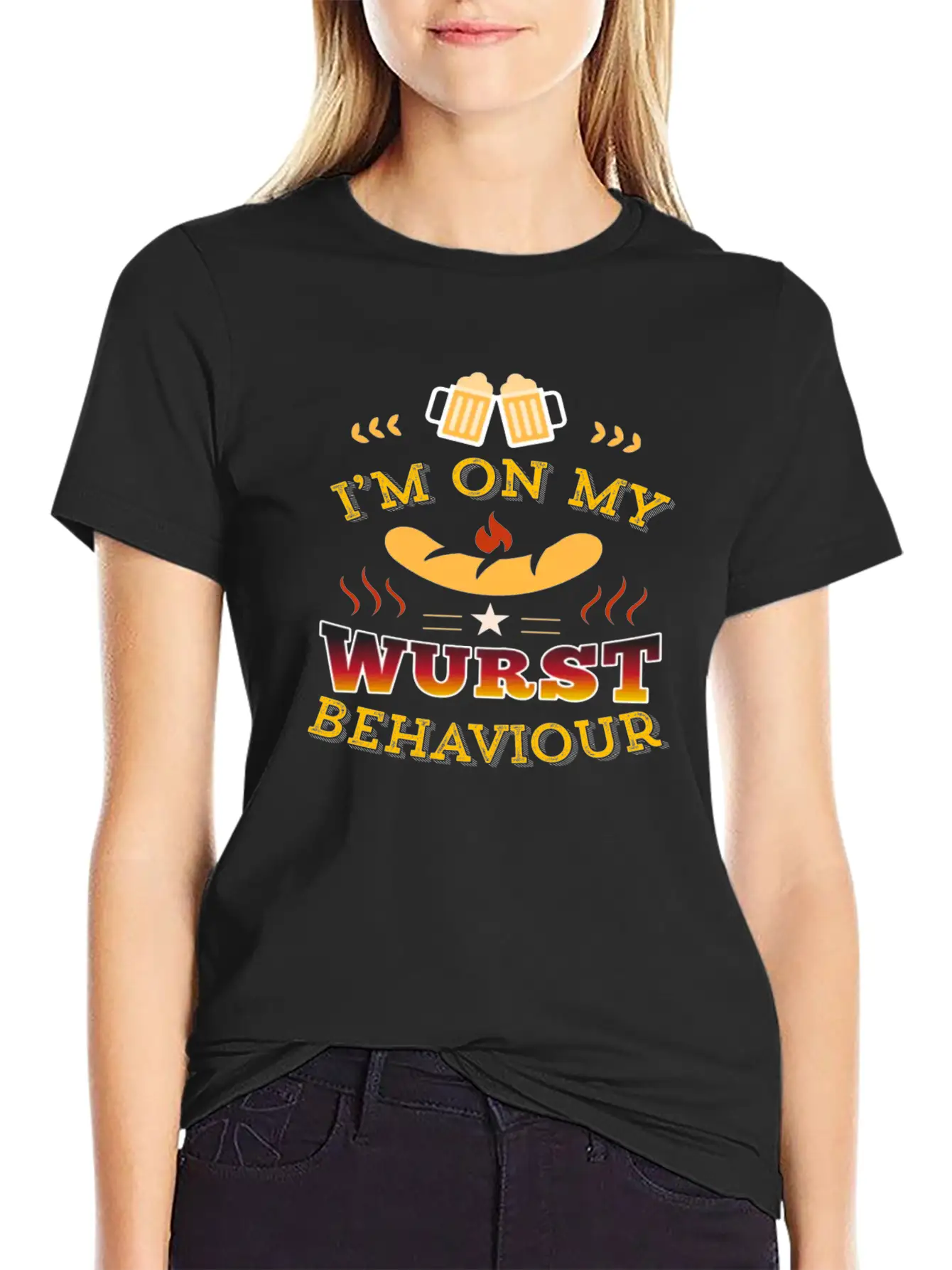 Wurst Behavior Oktoberfest T Shirt Funny German Unisex Short Sleeve Soft Cotton T-Shirt – Casual Everyday Wear