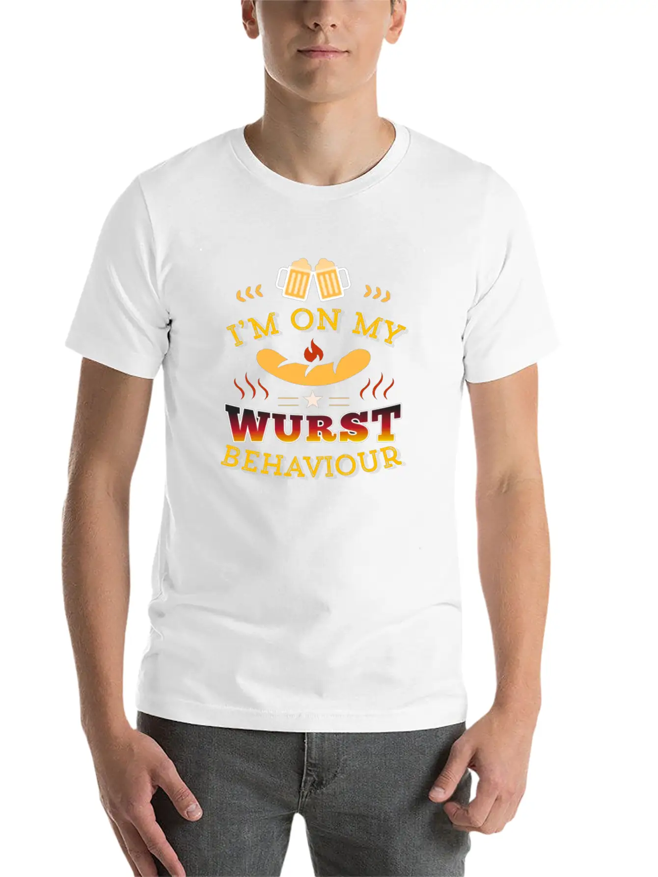 Wurst Behavior Oktoberfest T Shirt Funny German Unisex Short Sleeve Soft Cotton T-Shirt – Casual Everyday Wear