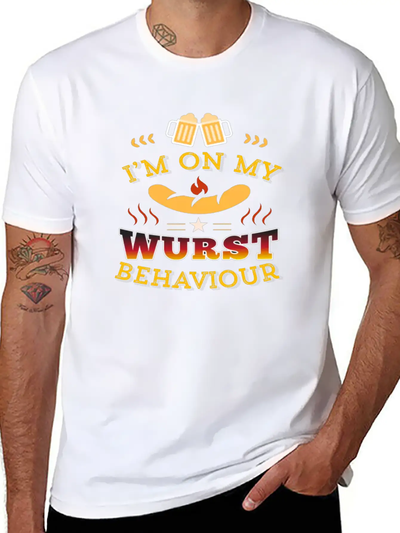 Wurst Behavior Oktoberfest T Shirt Funny German Unisex Short Sleeve Soft Cotton T-Shirt – Casual Everyday Wear