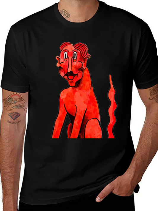 Unique Graphic Tee - Red Figure Art