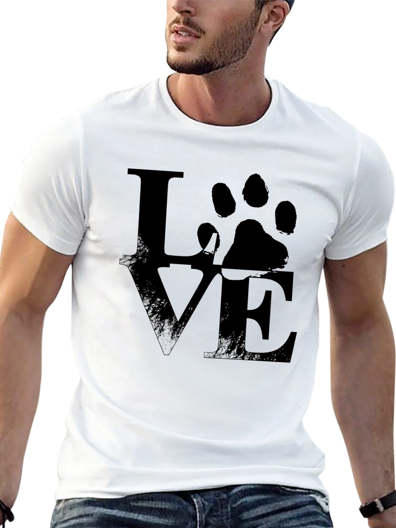Love Paw Print T-Shirt - Unisex Black Tee