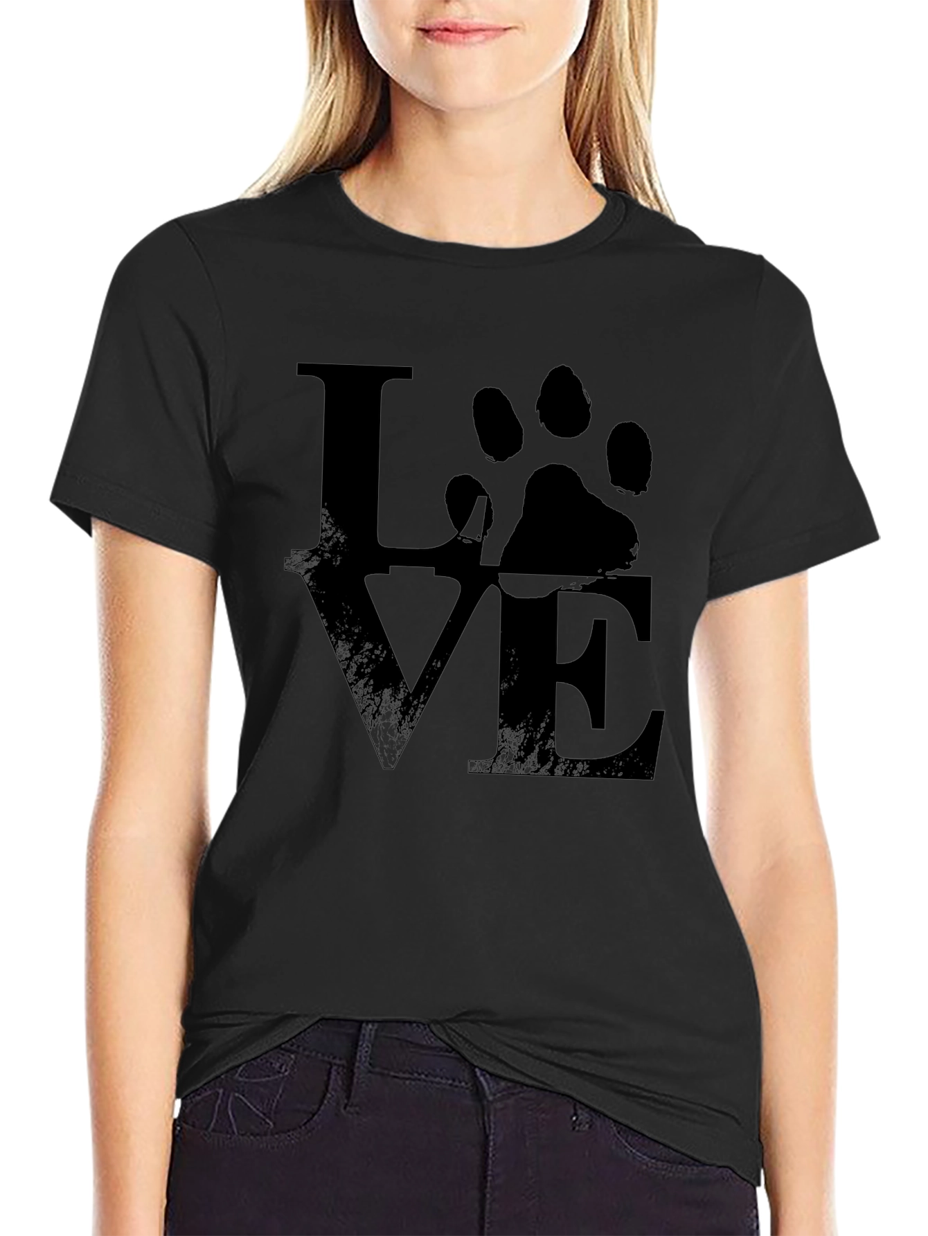 Love Paw Print T-Shirt - Unisex Black Tee