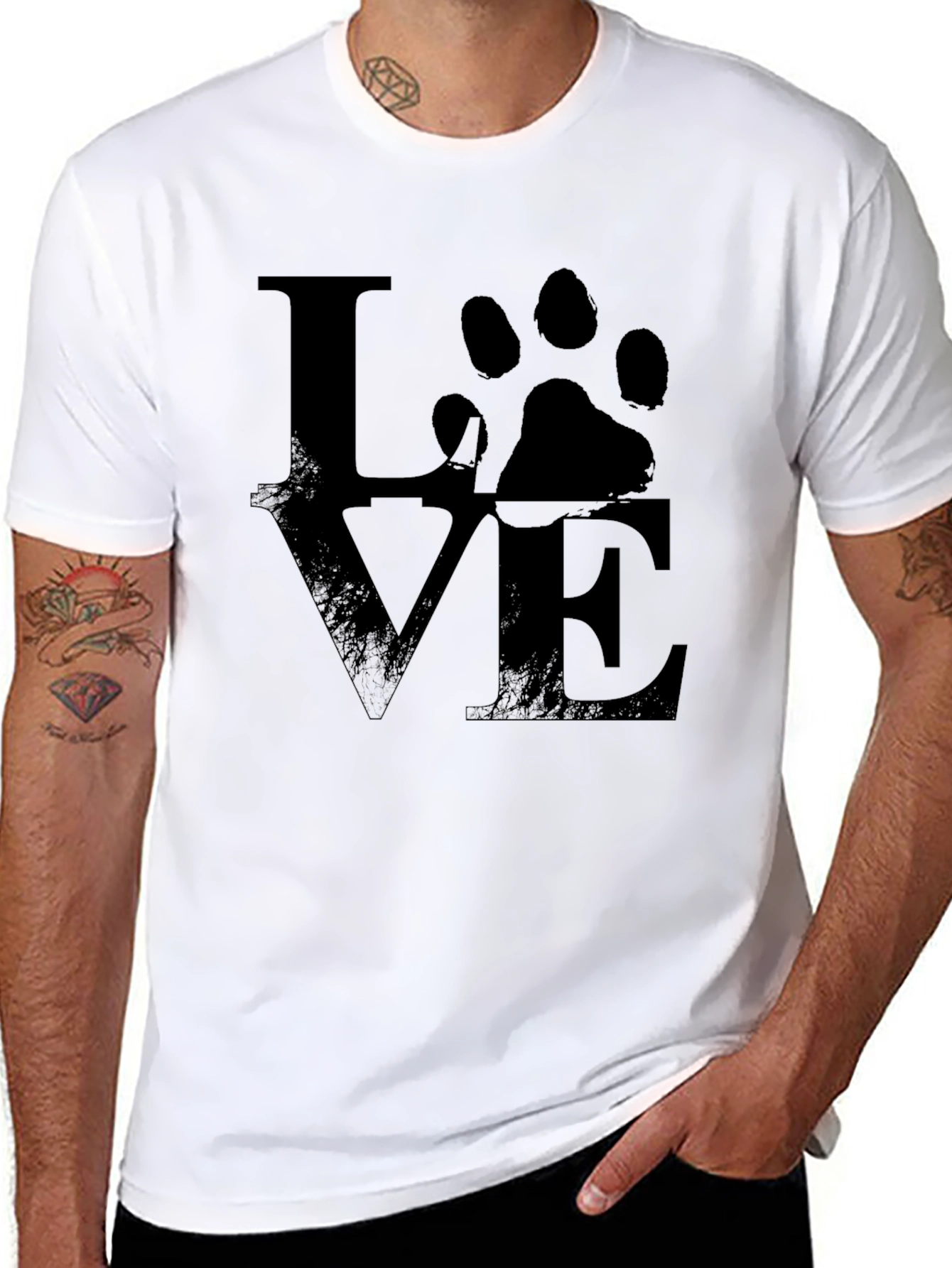 Love Paw Print T-Shirt - Unisex Black Tee