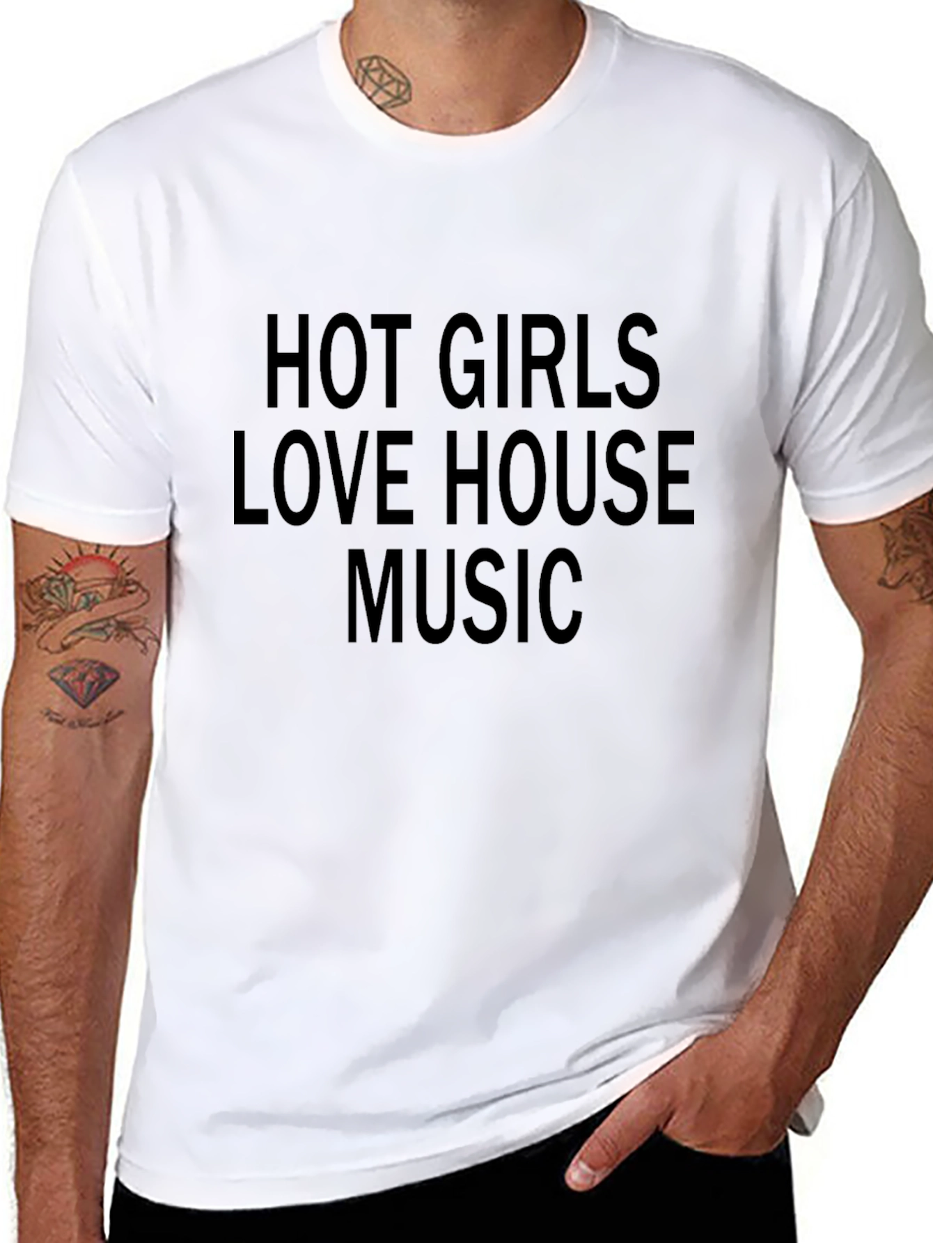 Hot Girls Love House Music Black T-Shirt