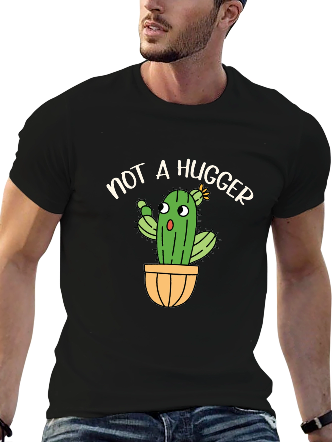Not A Hugger Cactus T-Shirt Funny Graphic Tee