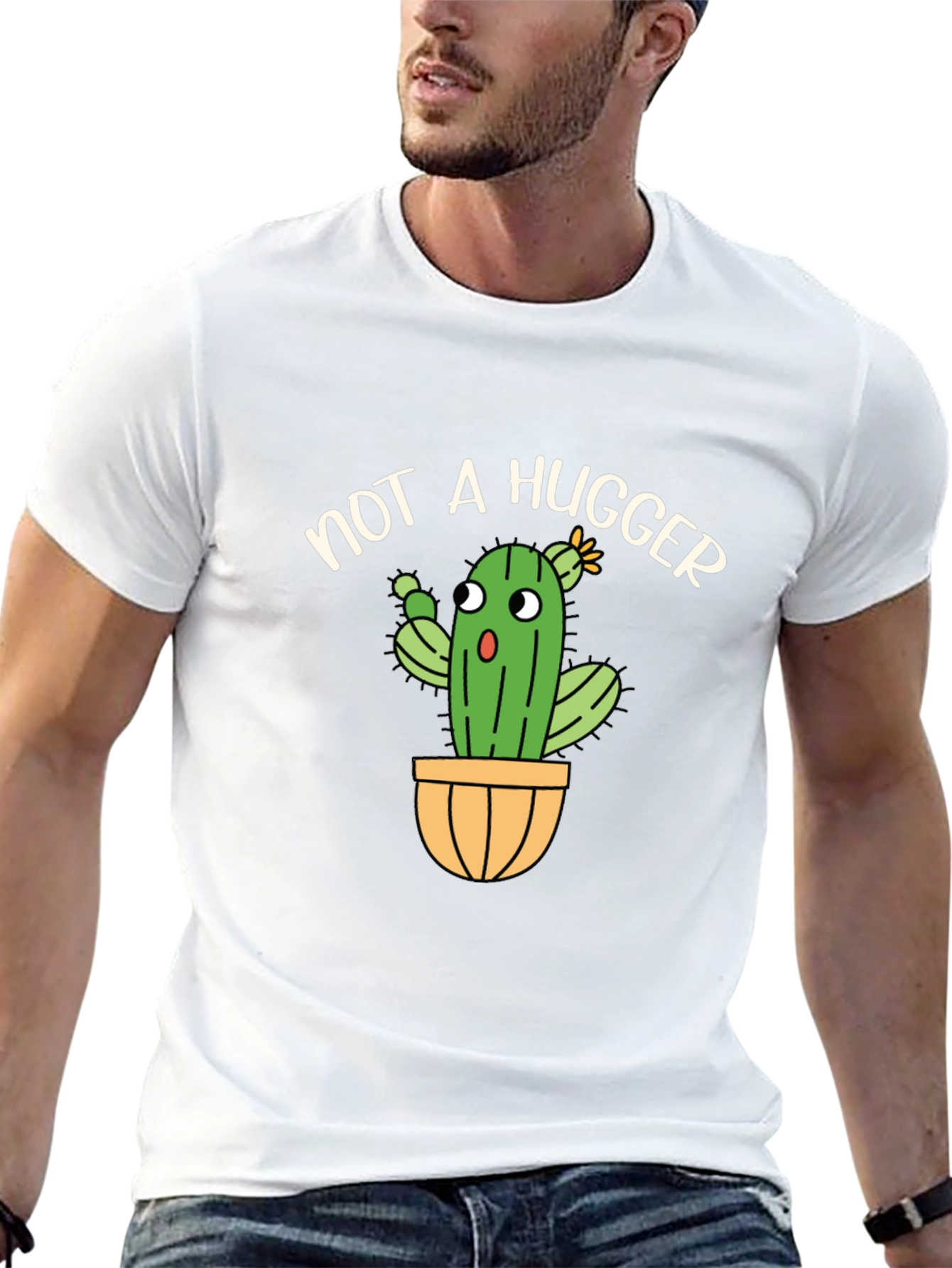 Not A Hugger Cactus T-Shirt Funny Graphic Tee
