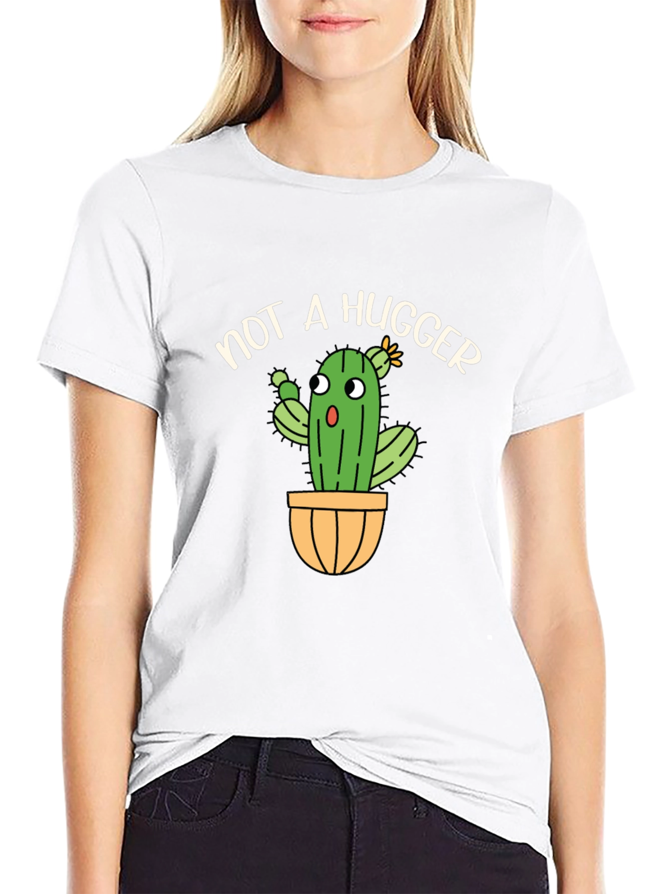 Not A Hugger Cactus T-Shirt Funny Graphic Tee