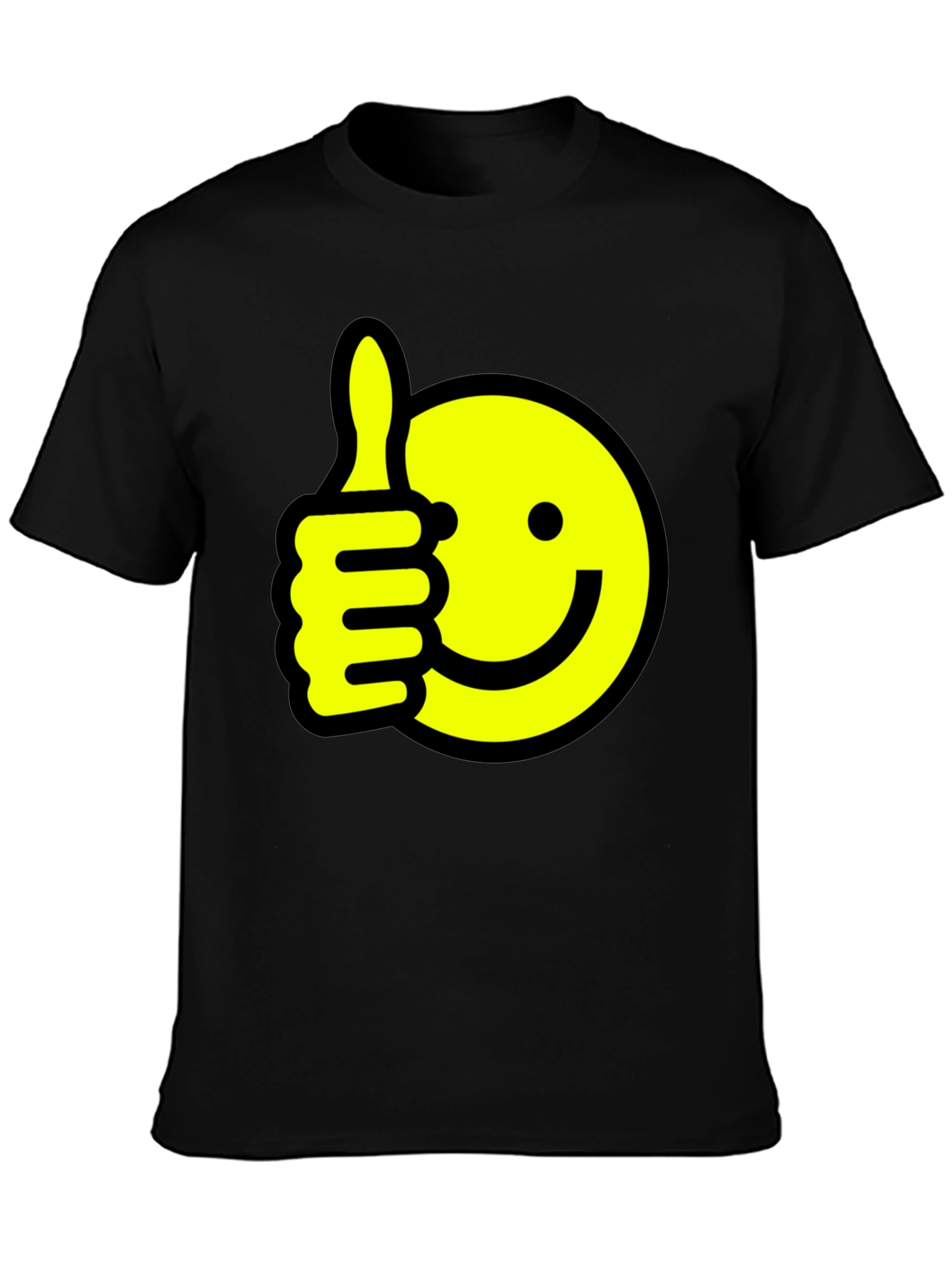 Thumbs Up Smiley Face Black T-Shirt