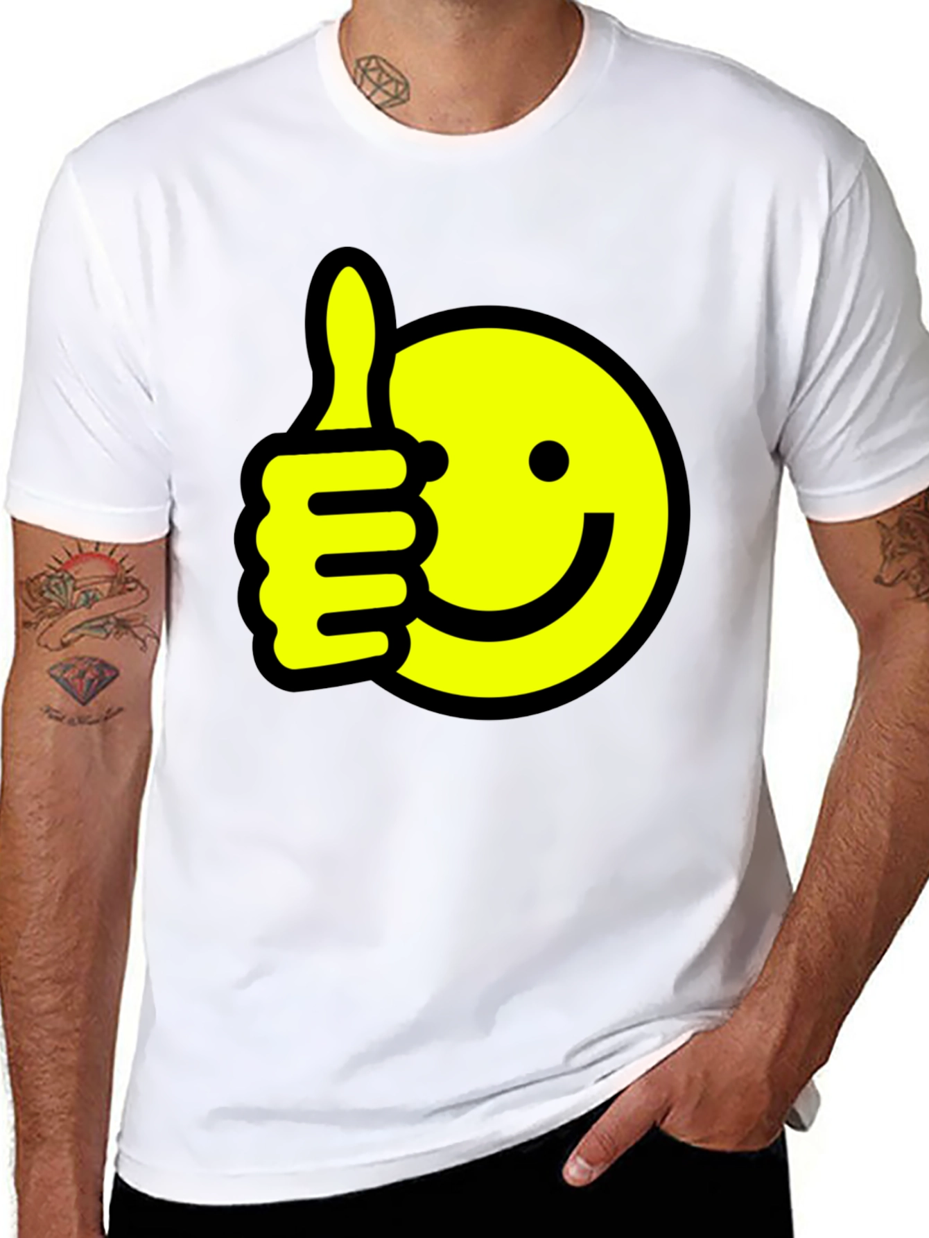 Thumbs Up Smiley Face Black T-Shirt
