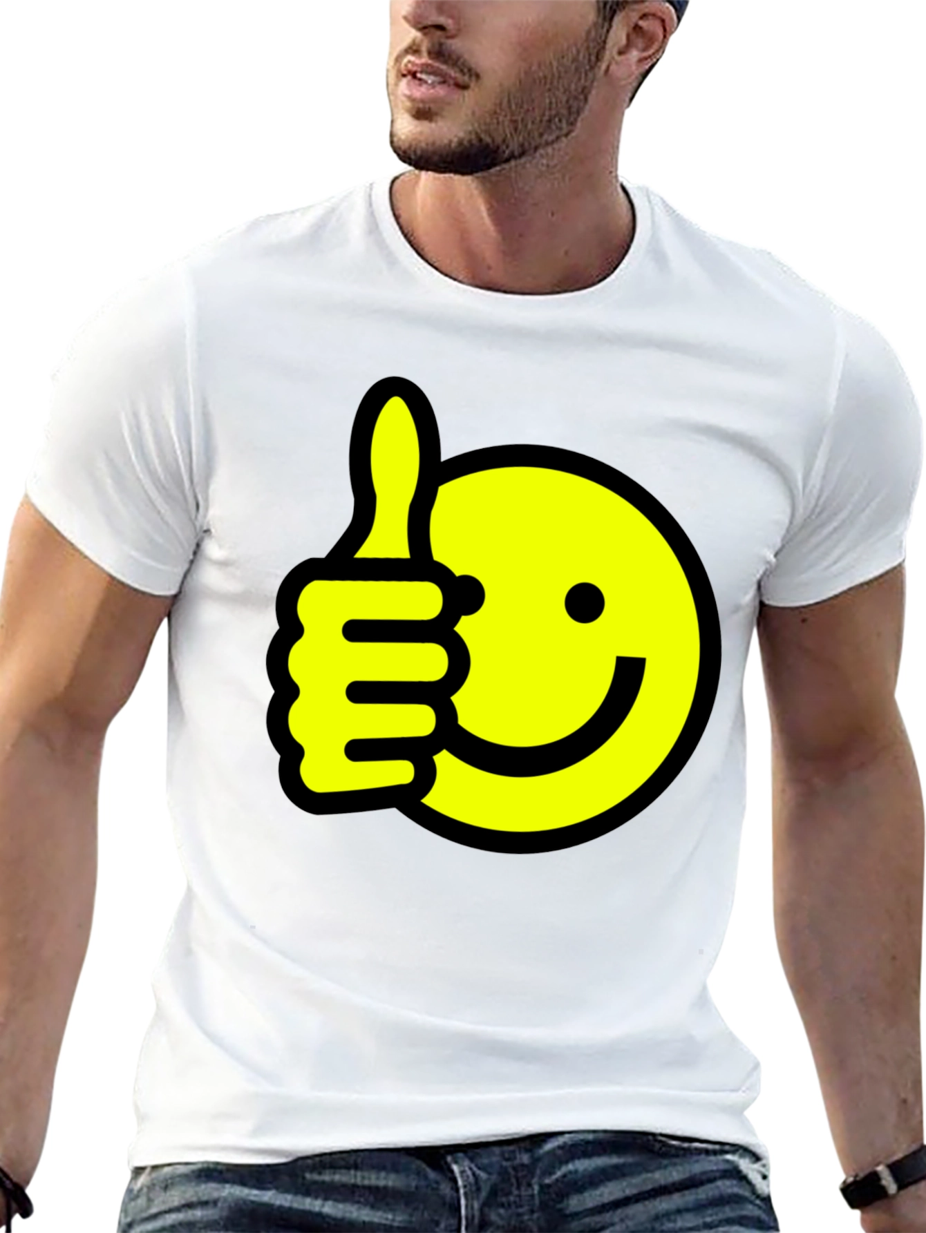 Thumbs Up Smiley Face Black T-Shirt