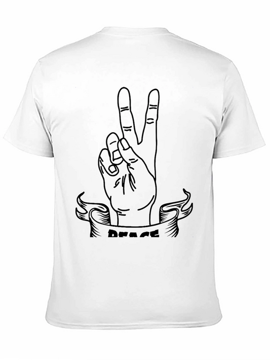 Peace Sign Graphic Tee - Black Cotton T-Shirt