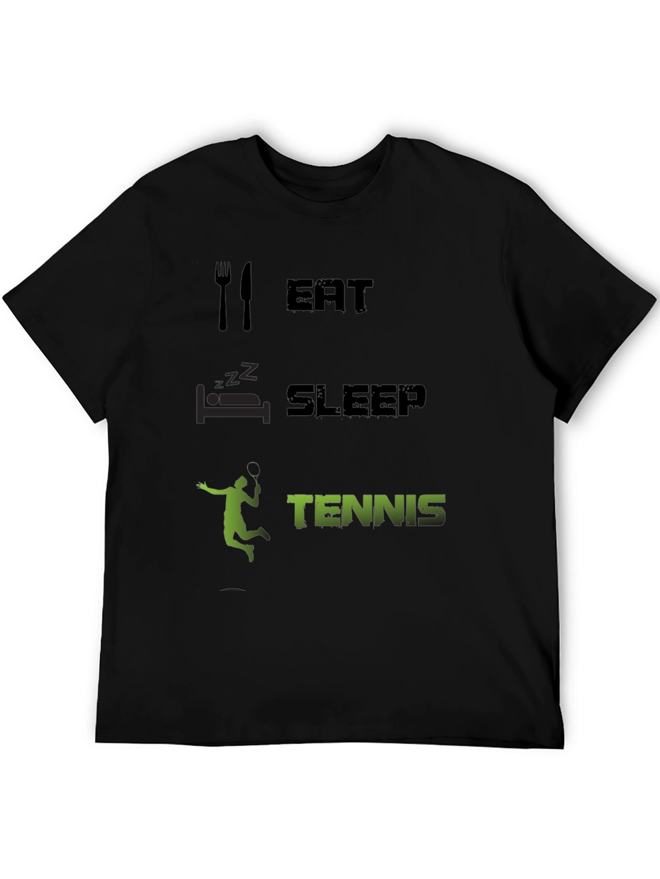 Eat Sleep Tennis Black Graphic T-Shirt