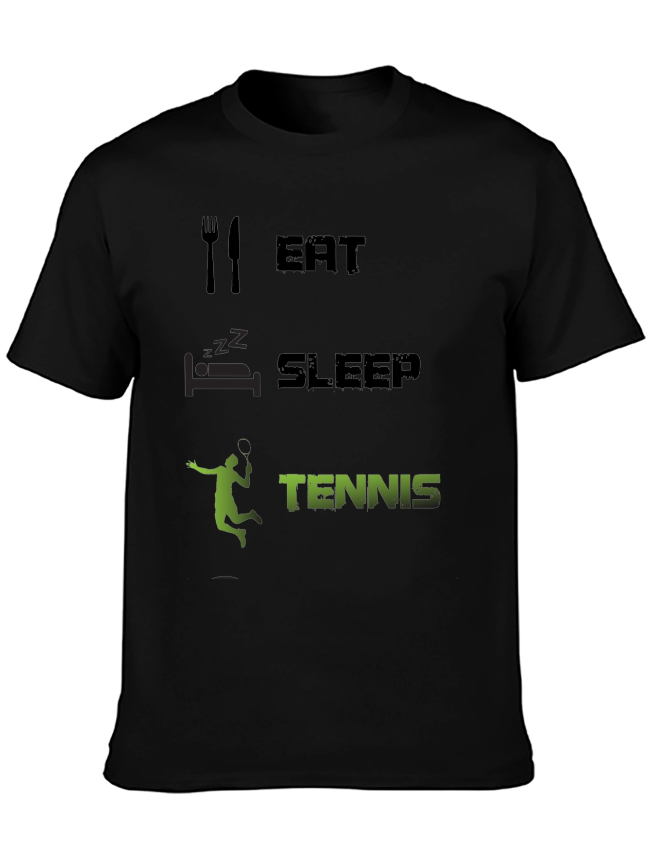 Eat Sleep Tennis Black Graphic T-Shirt