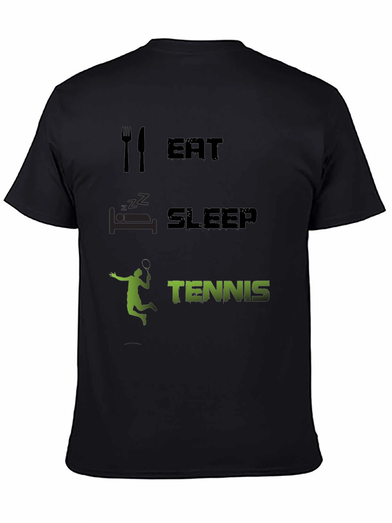 Eat Sleep Tennis Black Graphic T-Shirt