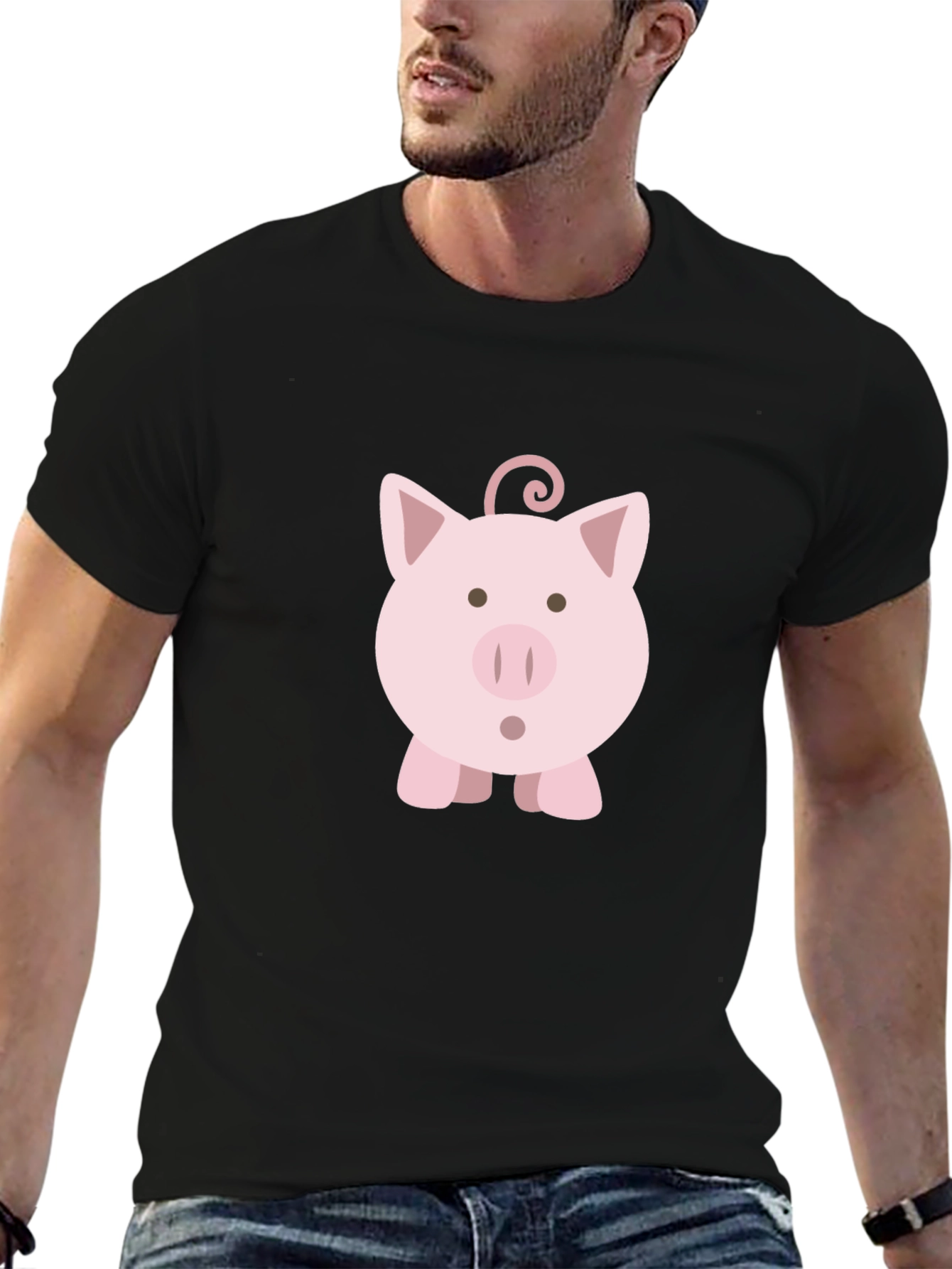 Pig Graphic Black Tee - Casual Cotton Comfort