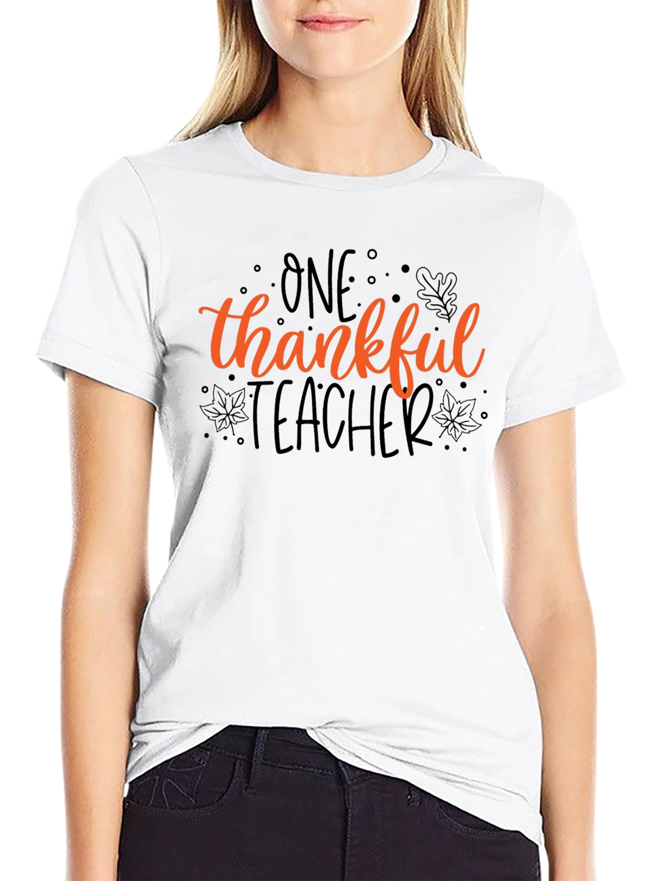 Thankful Teacher Black Cotton T-Shirt