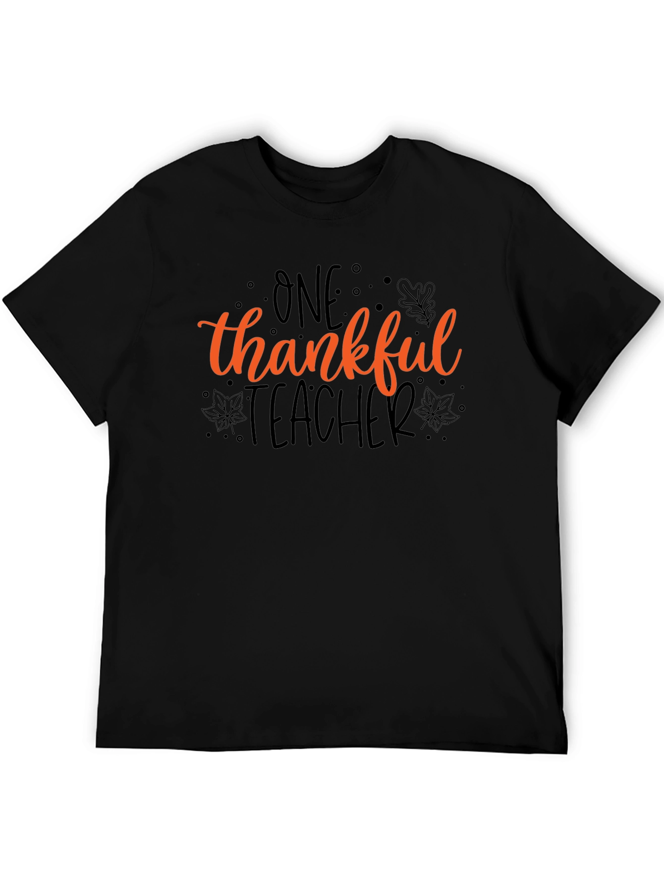 Thankful Teacher Black Cotton T-Shirt