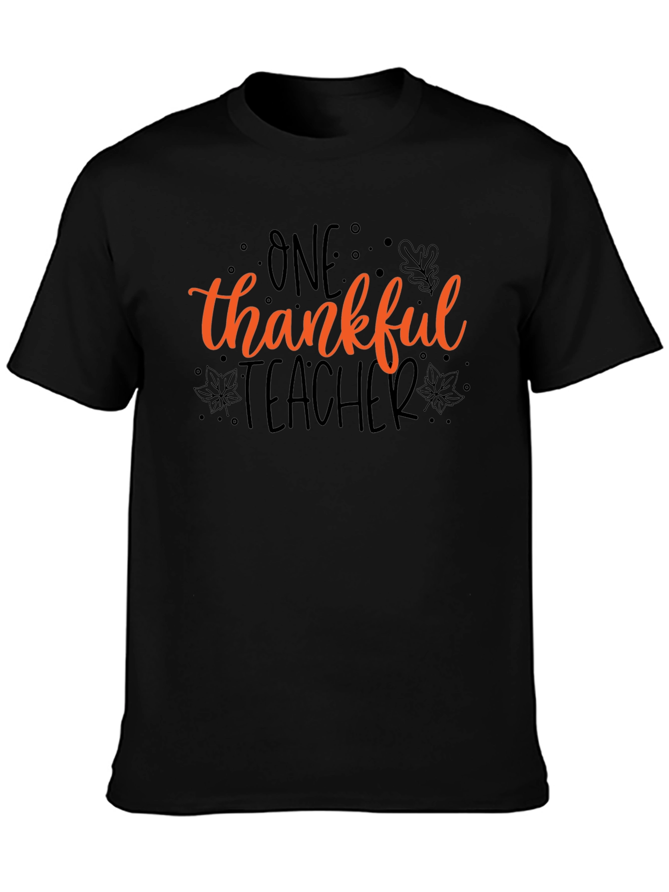 Thankful Teacher Black Cotton T-Shirt