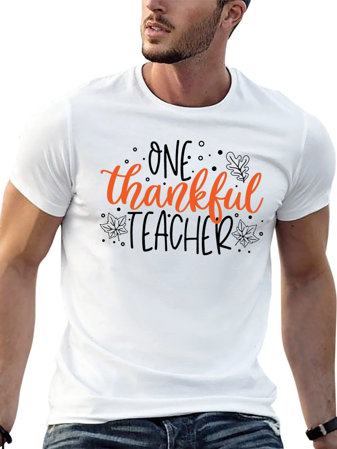 Thankful Teacher Black Cotton T-Shirt