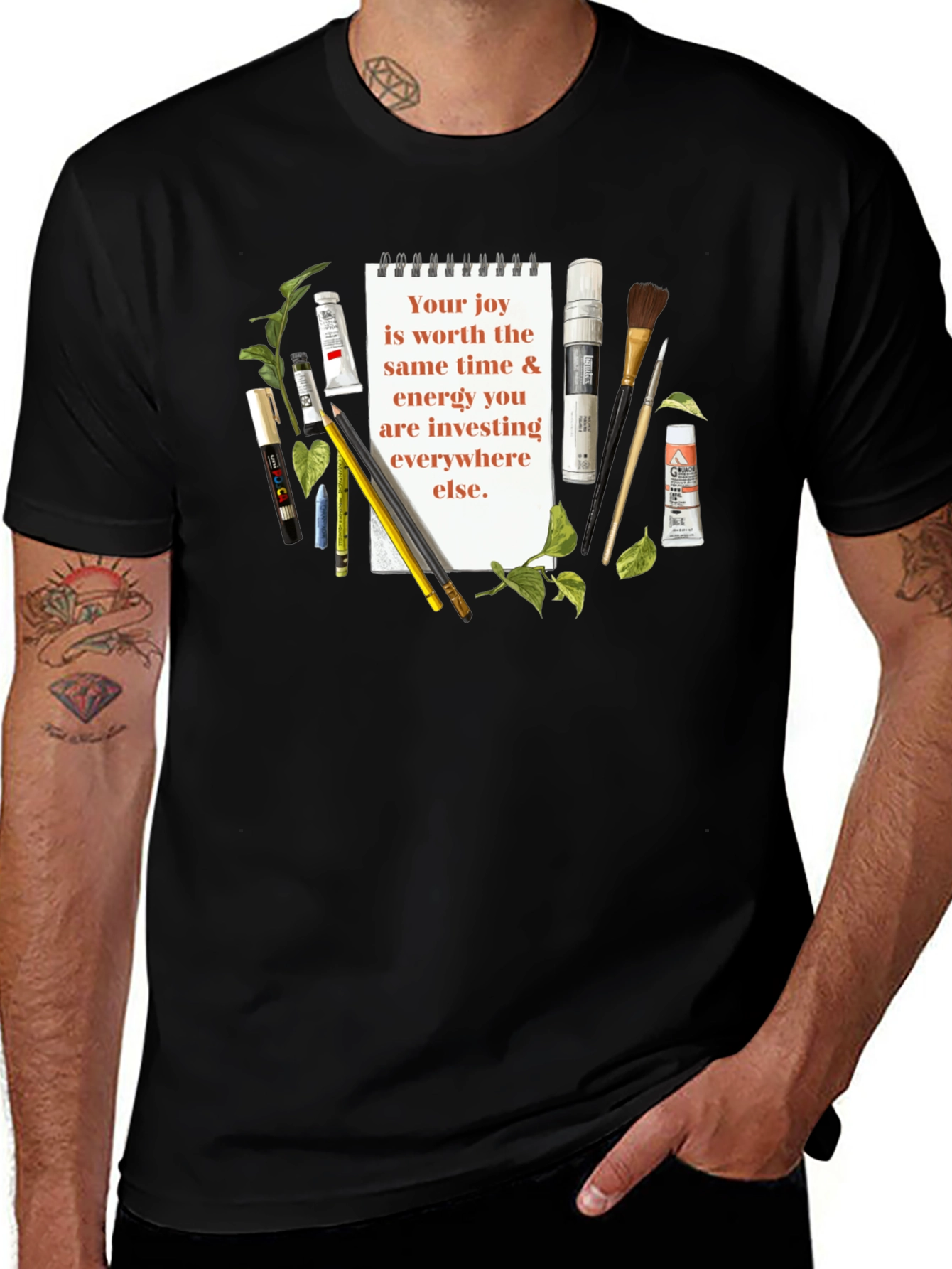 Art Supplies & Joy T-Shirt - Inspirational Quote