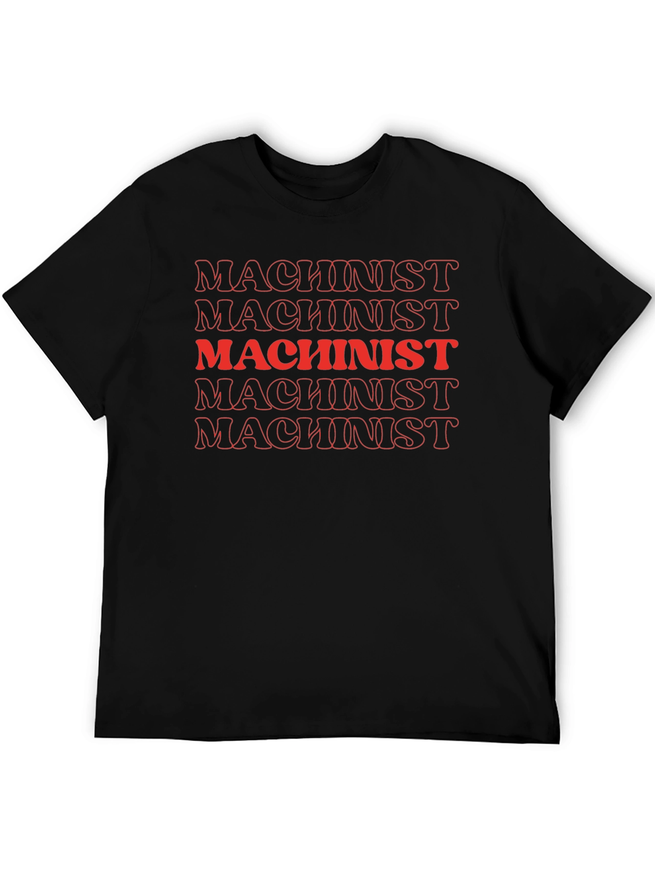 Machinist Red Text Stacked Black T-Shirt