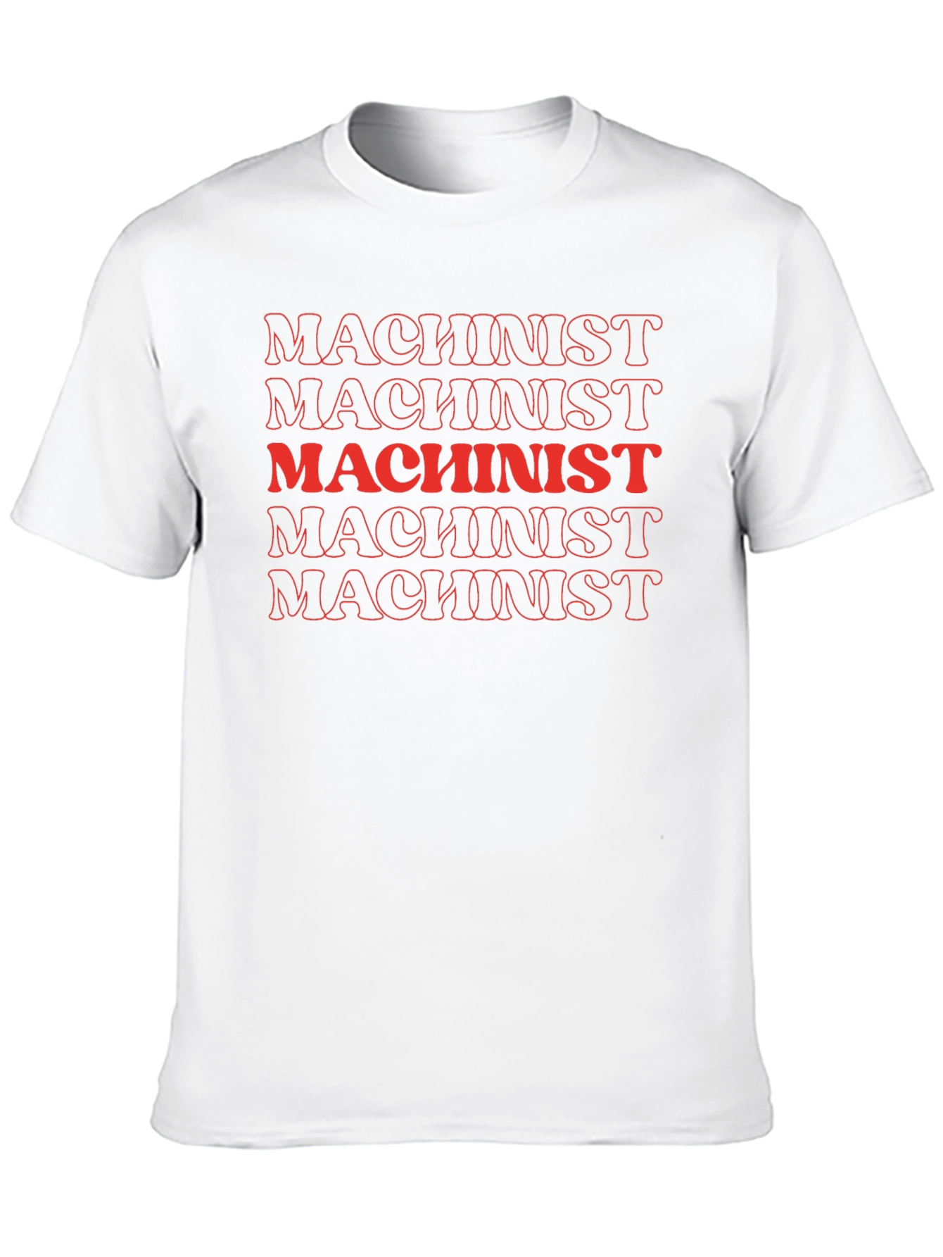 Machinist Red Text Stacked Black T-Shirt