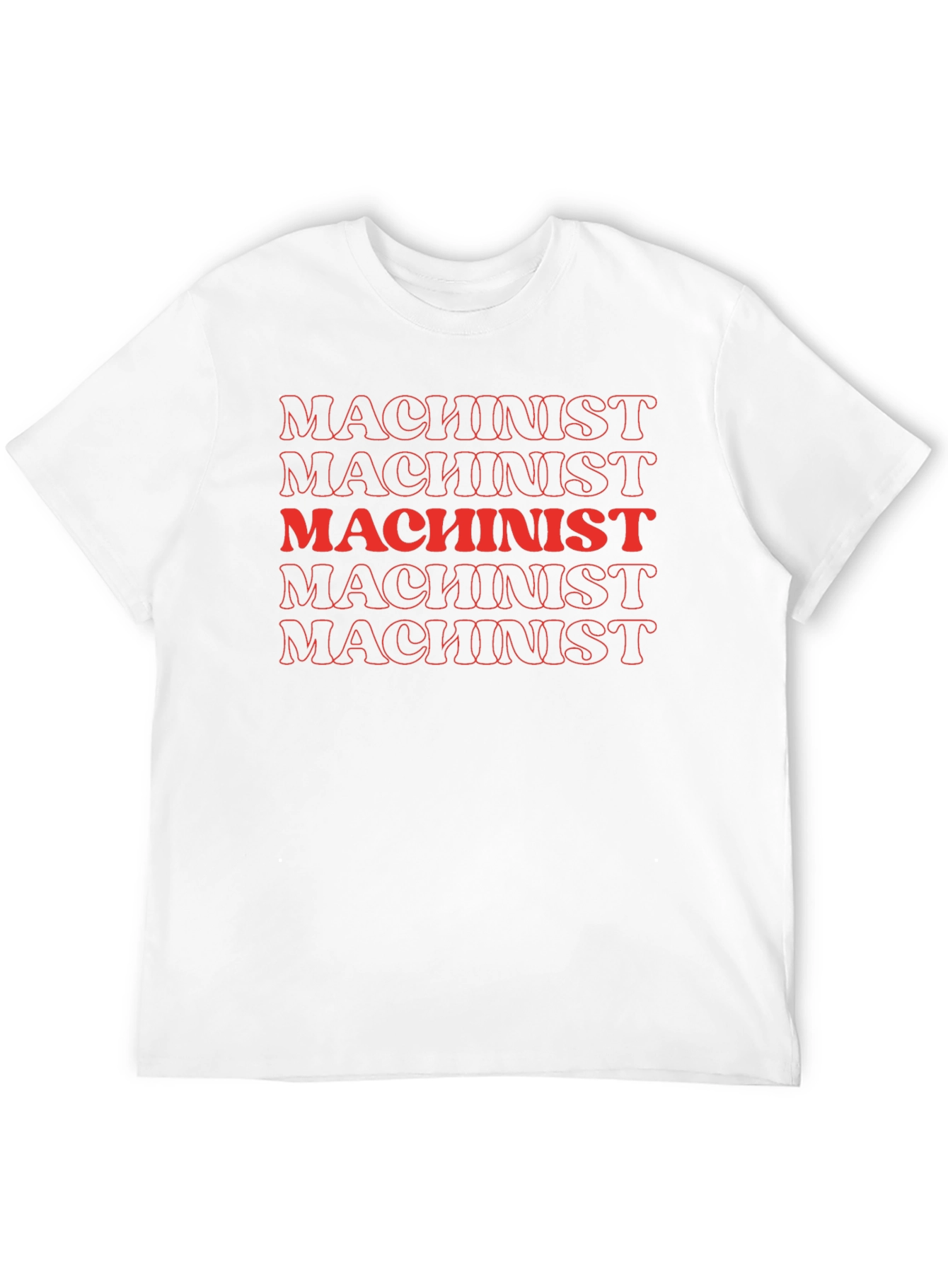 Machinist Red Text Stacked Black T-Shirt