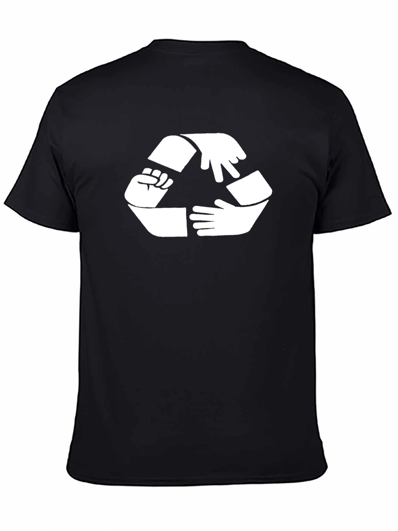 Hands Recycle Symbol Black Cotton Tee