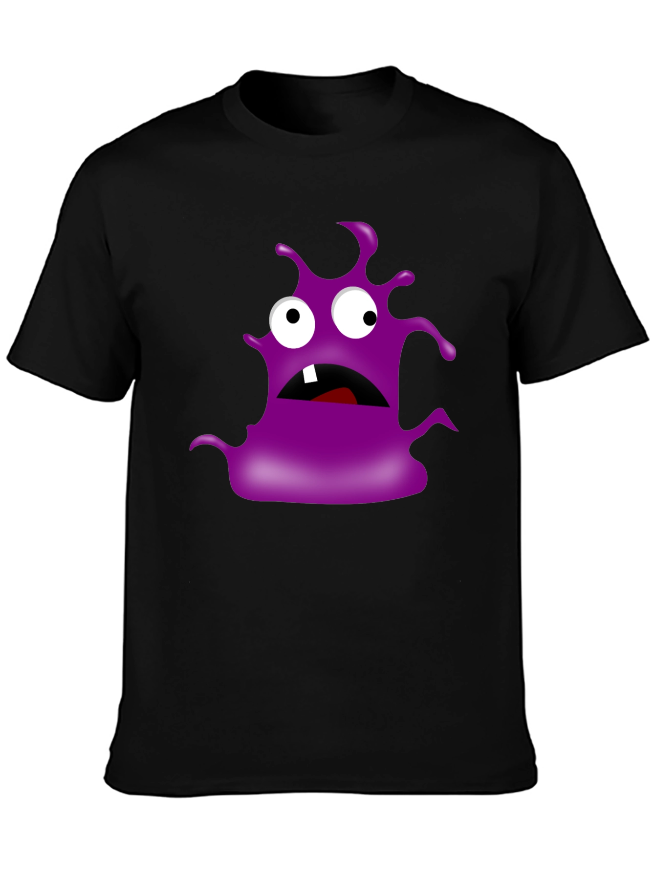 Monster Graphic Print Tee - Black Cotton T-Shirt