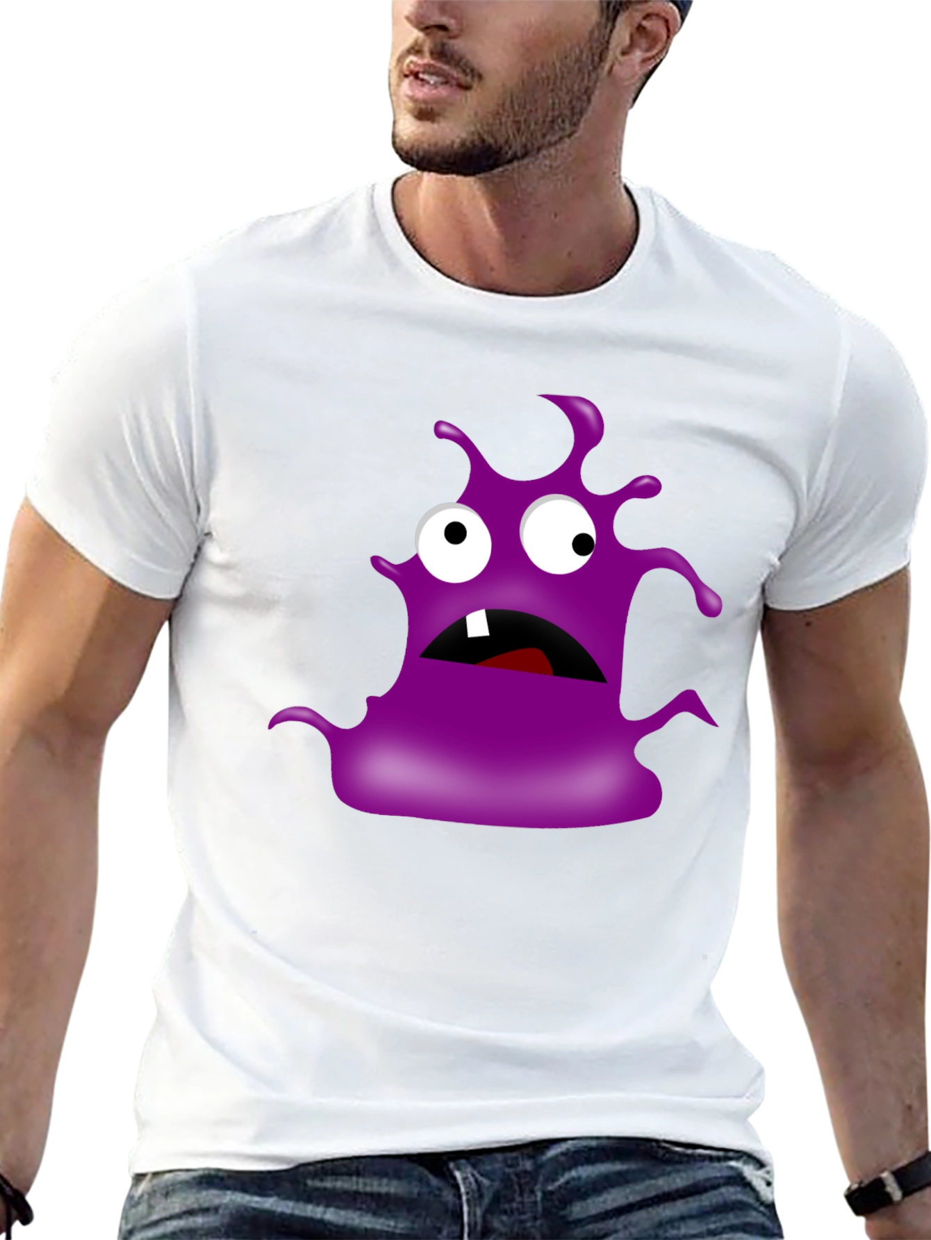 Monster Graphic Print Tee - Black Cotton T-Shirt