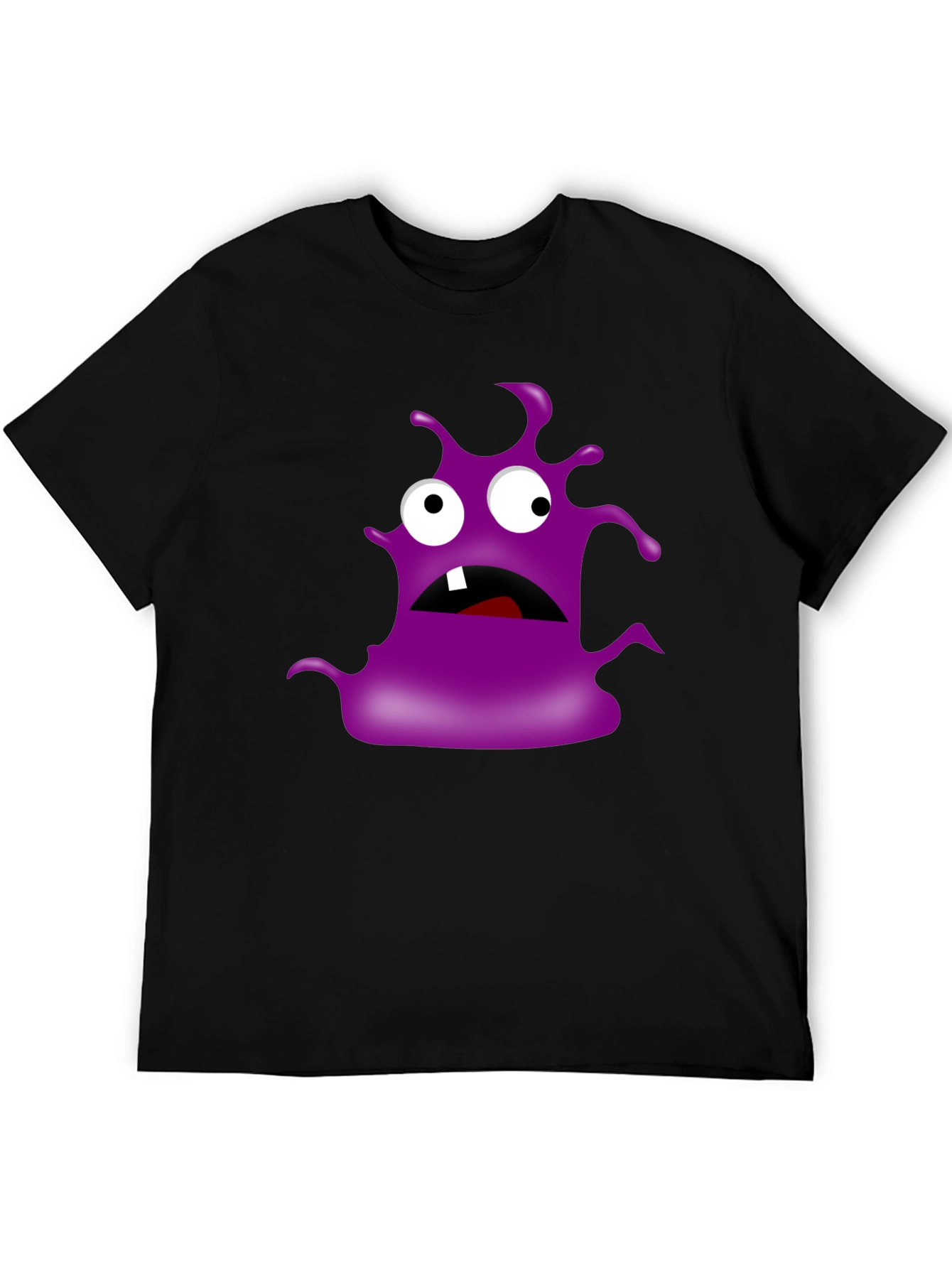 Monster Graphic Print Tee - Black Cotton T-Shirt