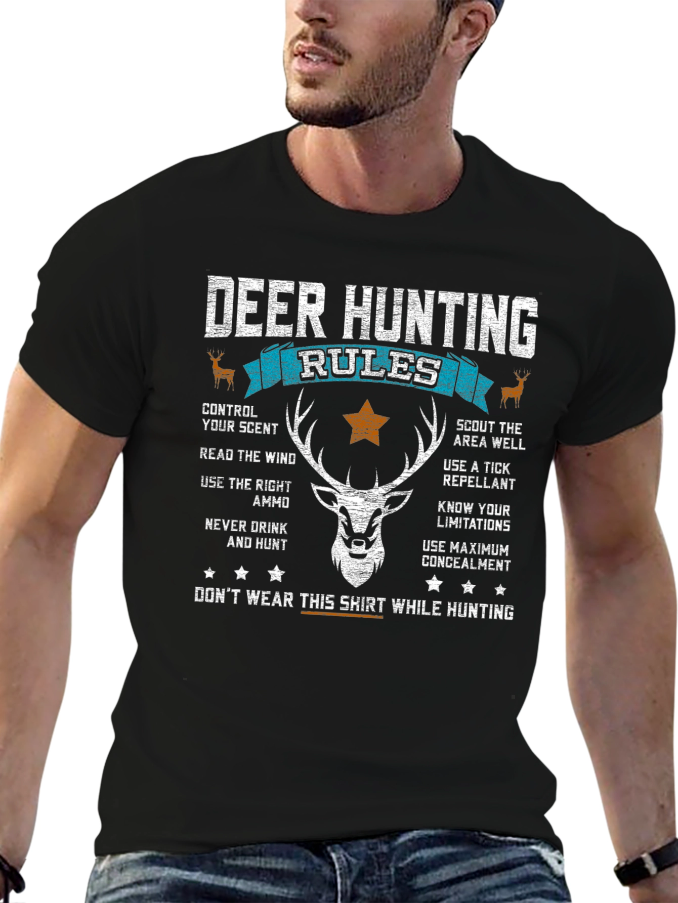 Deer Hunting Rules Graphic T-Shirt - Hunter Gift