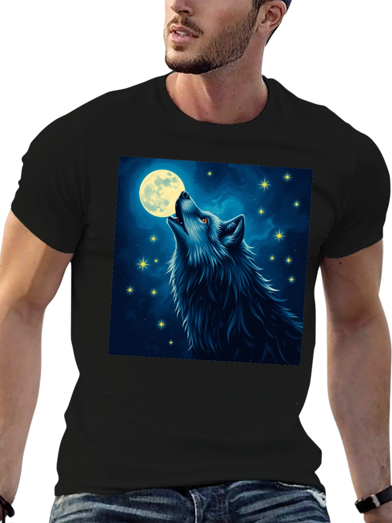 Wolf Moon T-Shirt - Mystical Night Design
